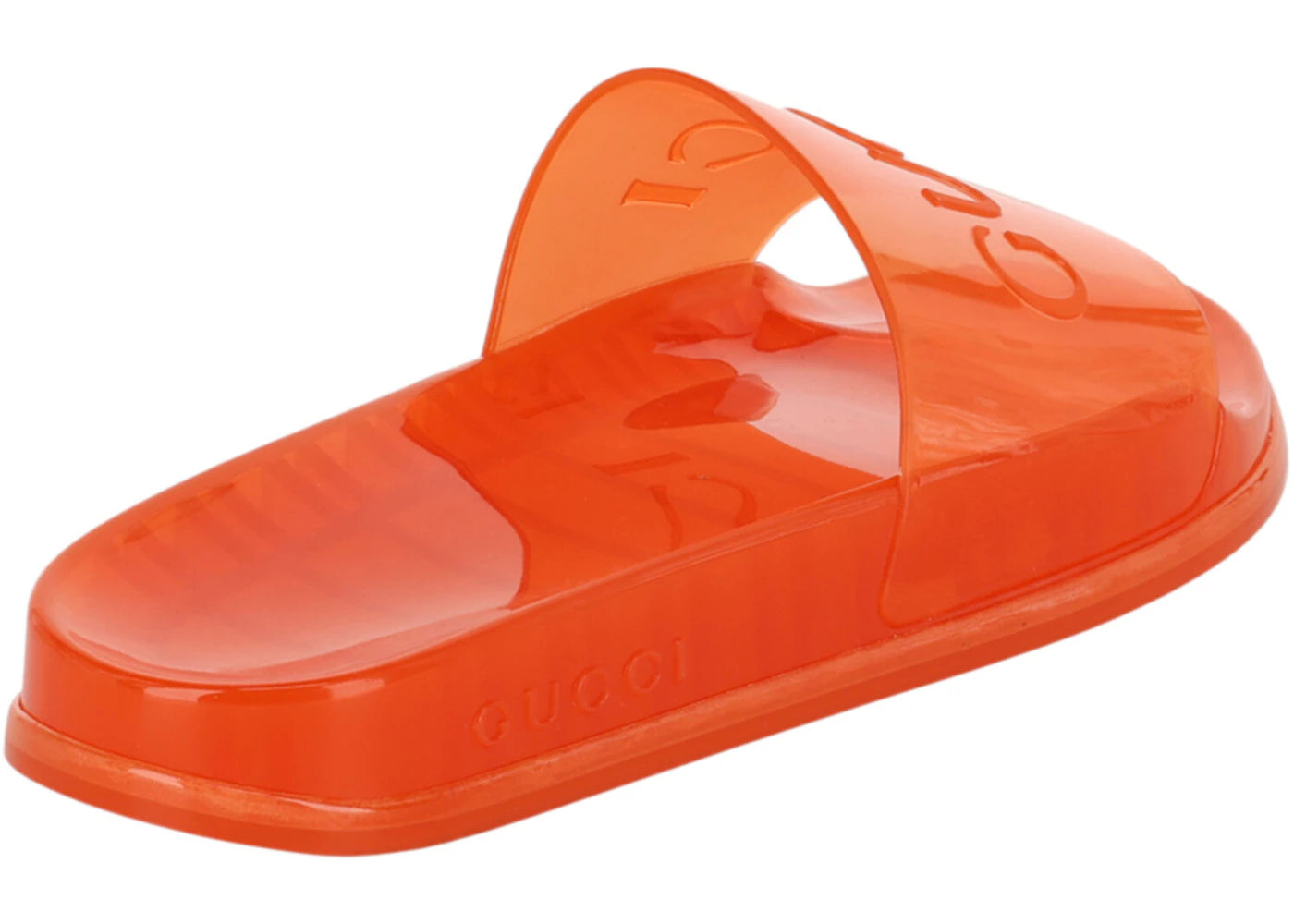 gucci rubber logo slides orange
