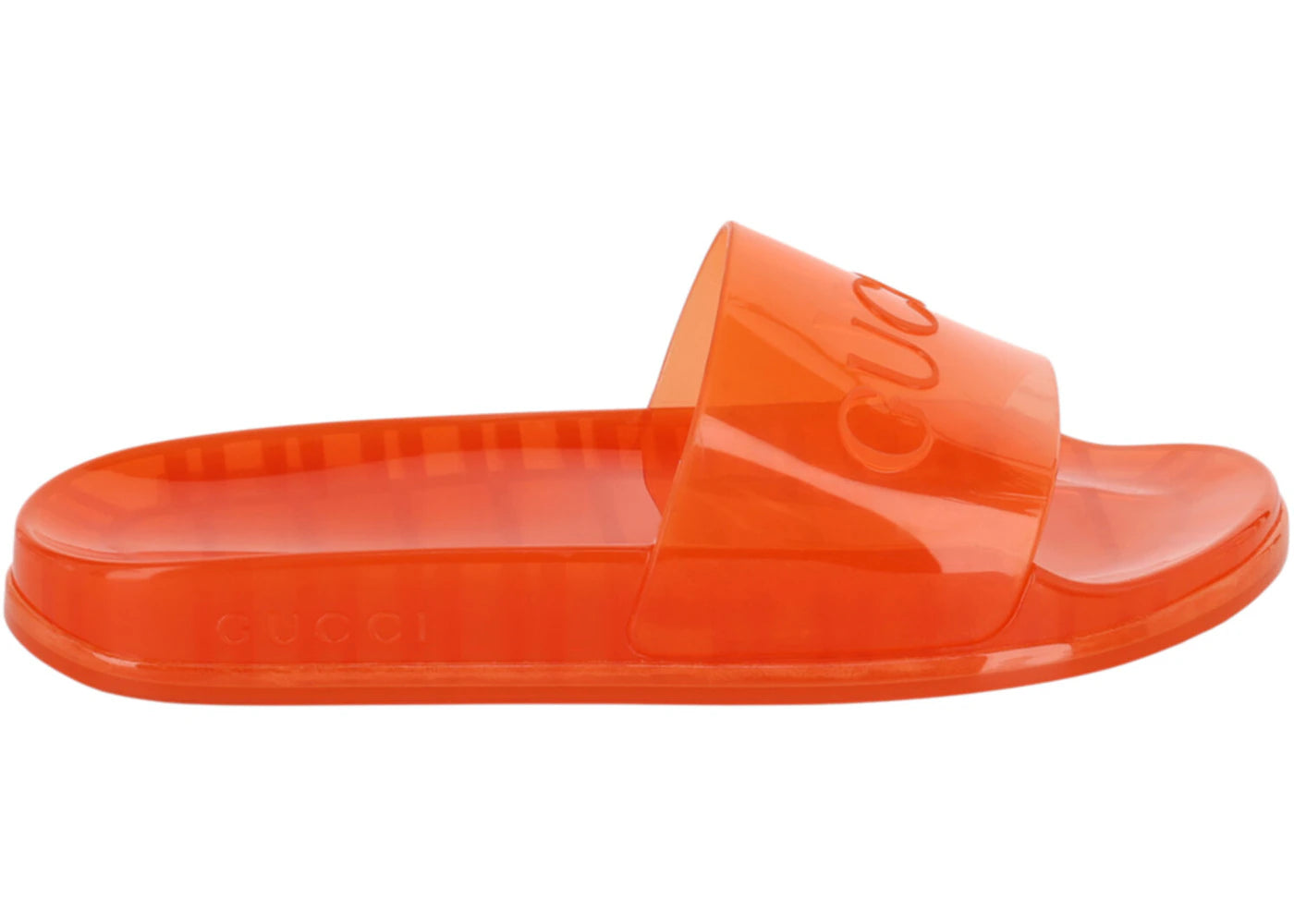 gucci rubber logo slides orange