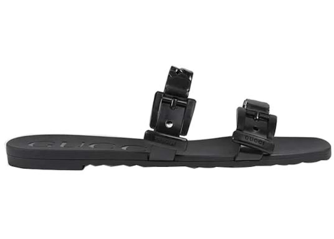 gucci rubber slide black (women's)