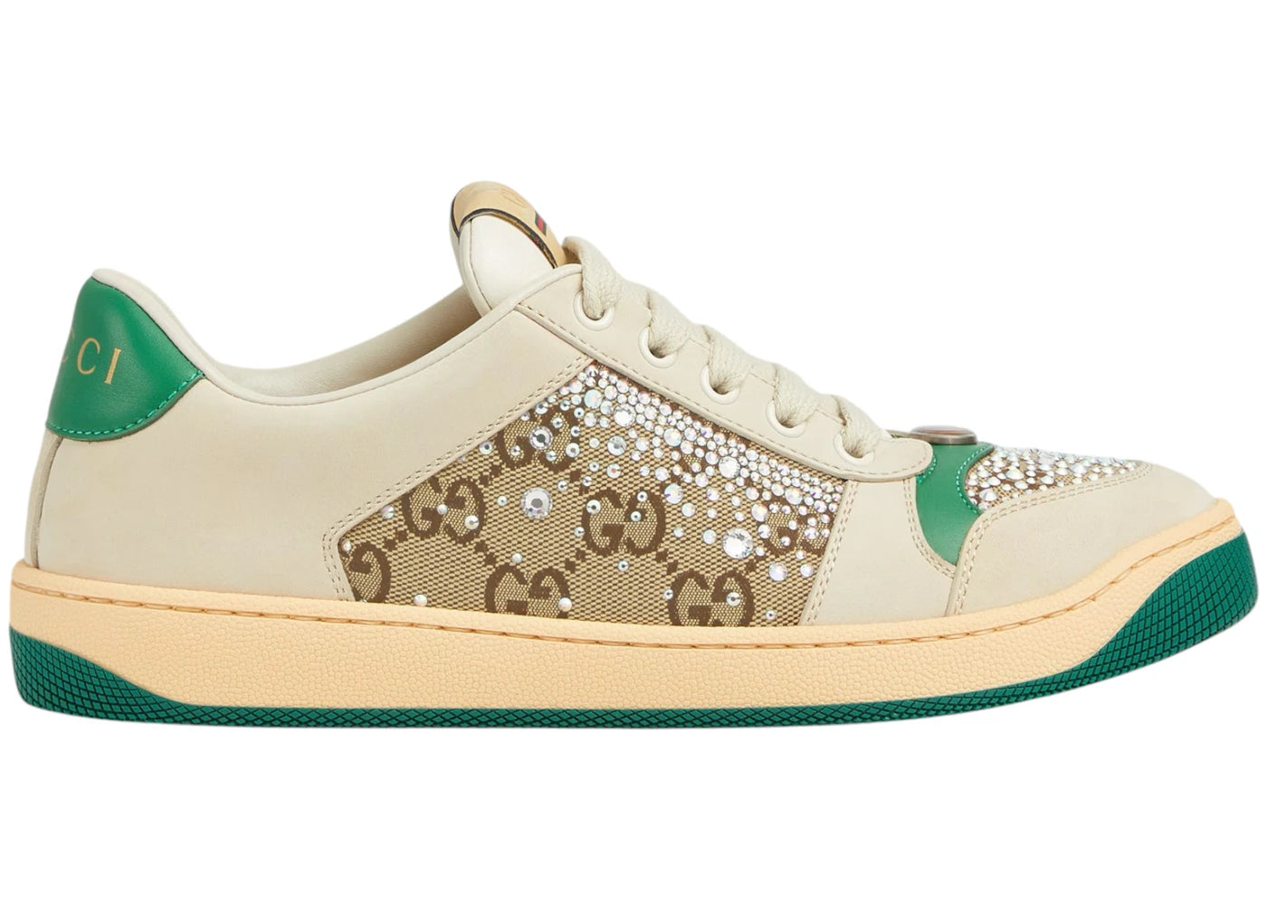 gucci screnner ivory green crystals (women's)