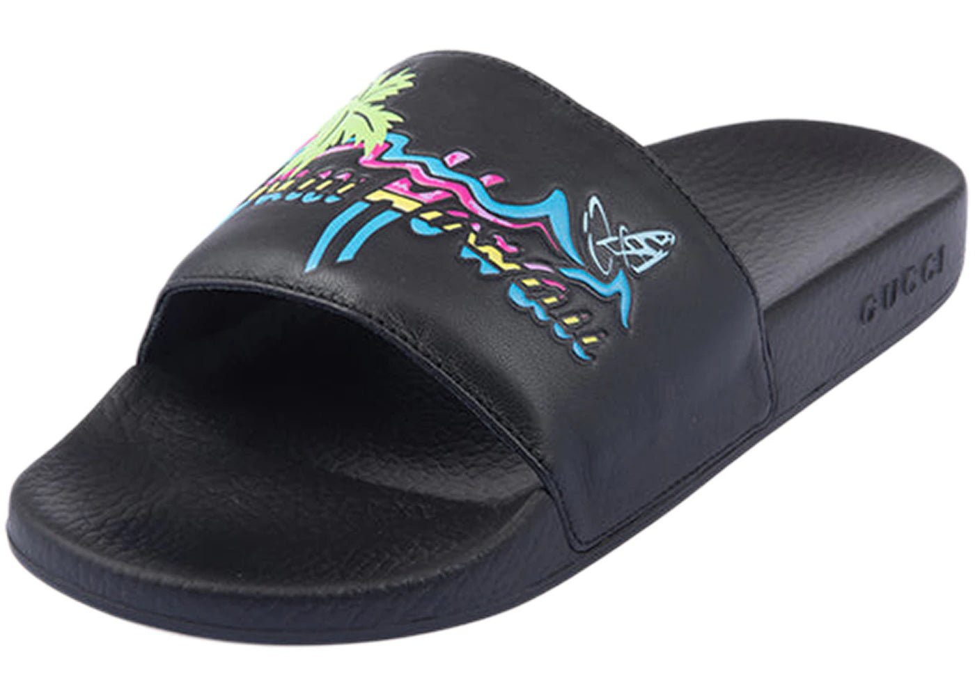 gucci slide hawaii black multi