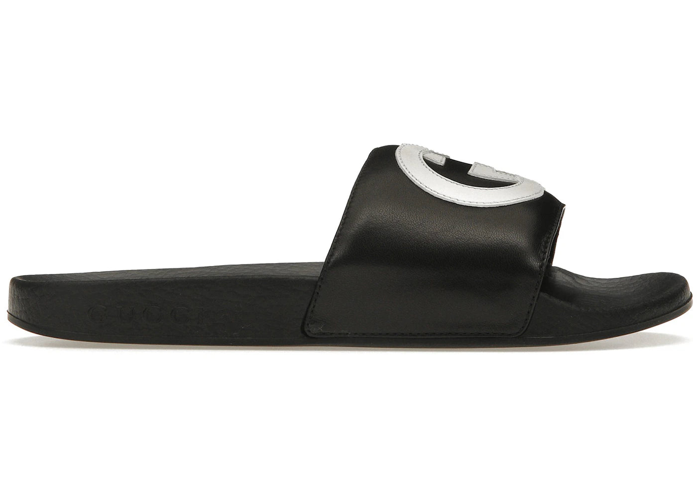 gucci slide interlocking g leather black (women's)
