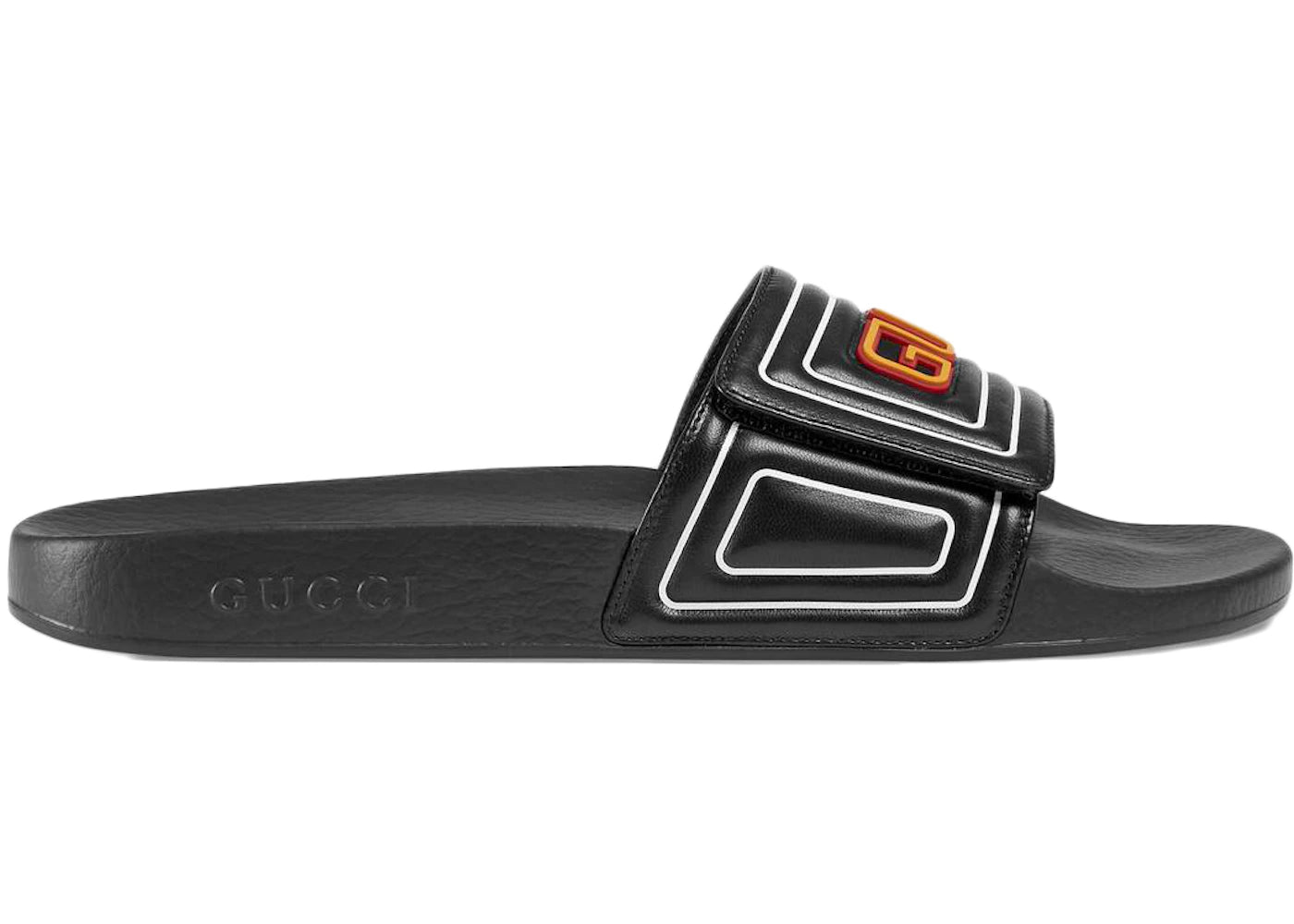 gucci slide logo leather