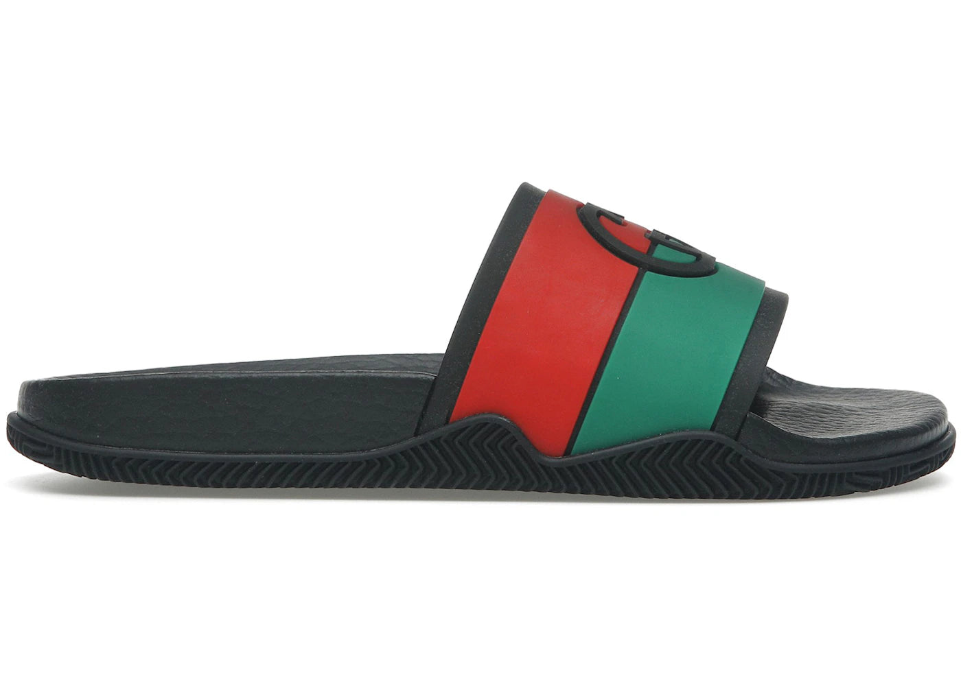 gucci slides interlocking g black red green (women's)