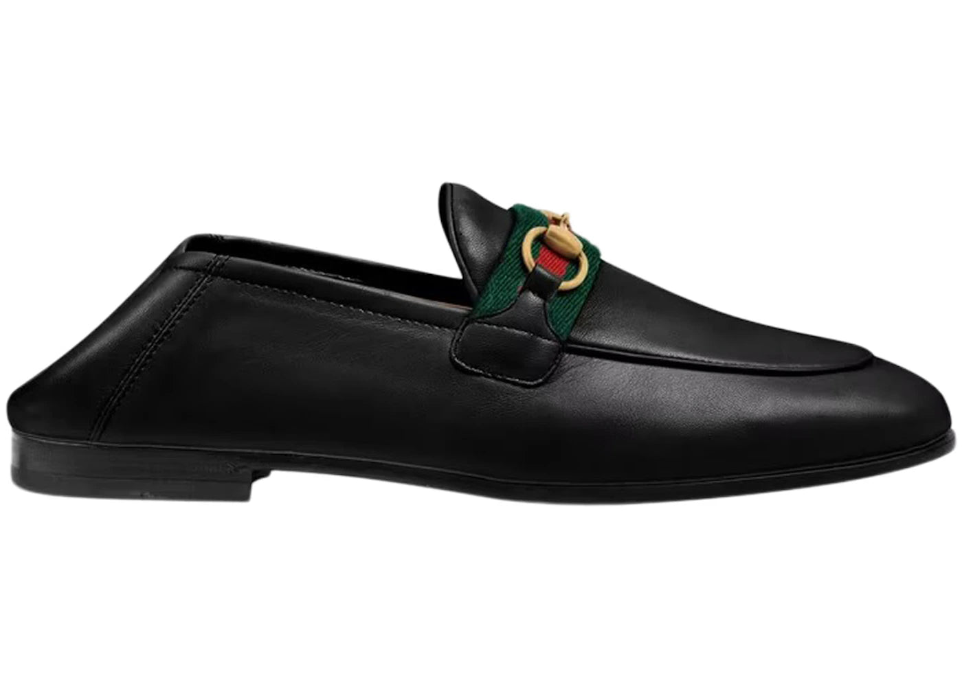 Gucci Slip On Loafer With Web Black Leather