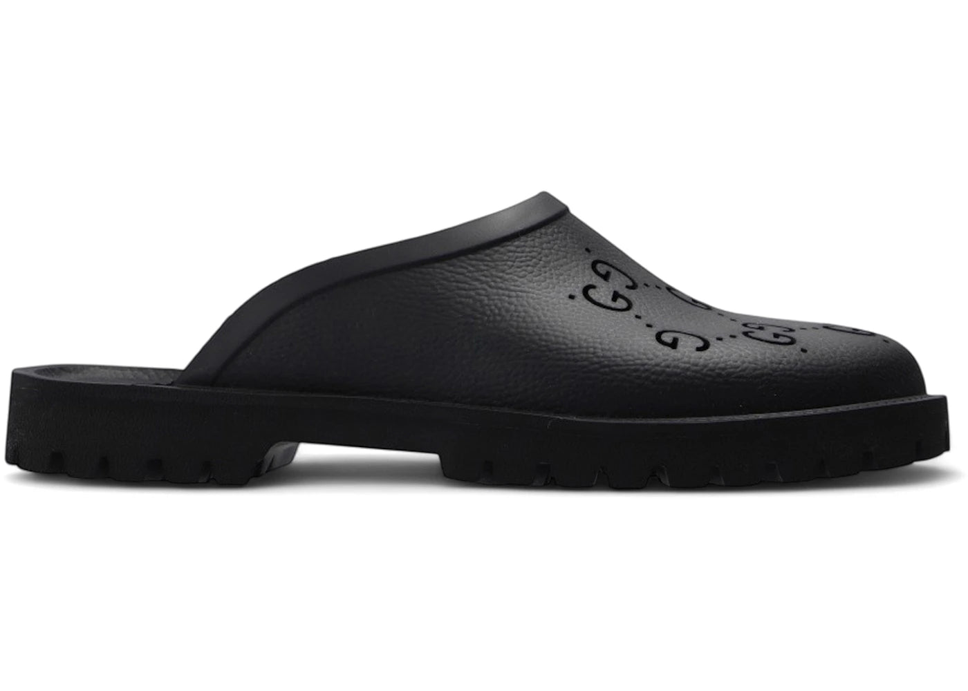 gucci slip-on sandal cut out monogram black