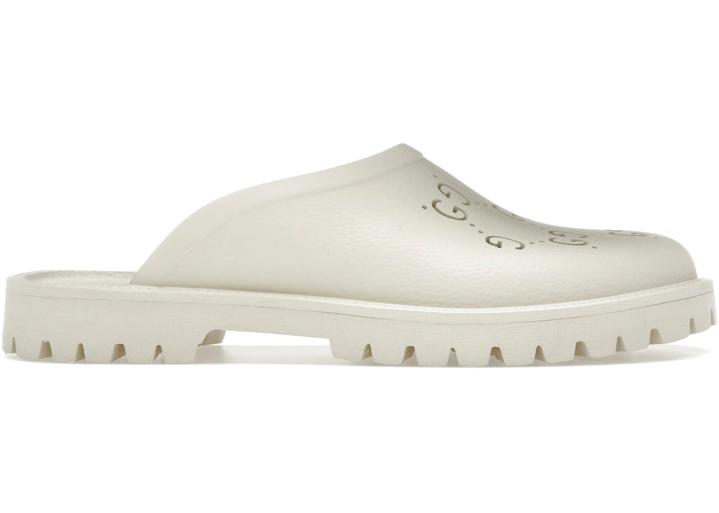 gucci slip-on sandal cut out monogram mystic white