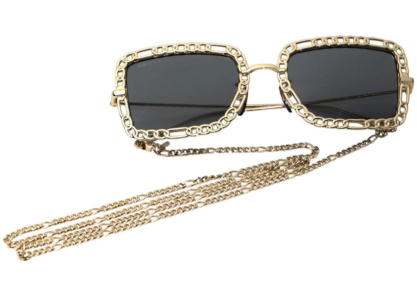 Gucci Square Sunglasses Gold Grey Gg1112S-001-54