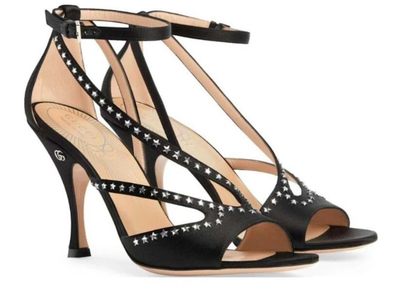 gucci star-embellished gg (95mm) sandals black (women's)