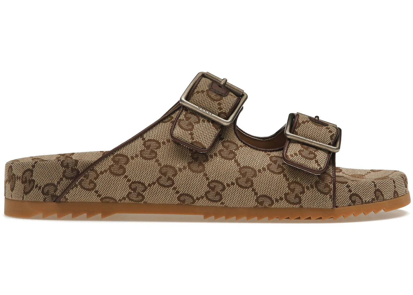 gucci strap slide sandal beige canvas