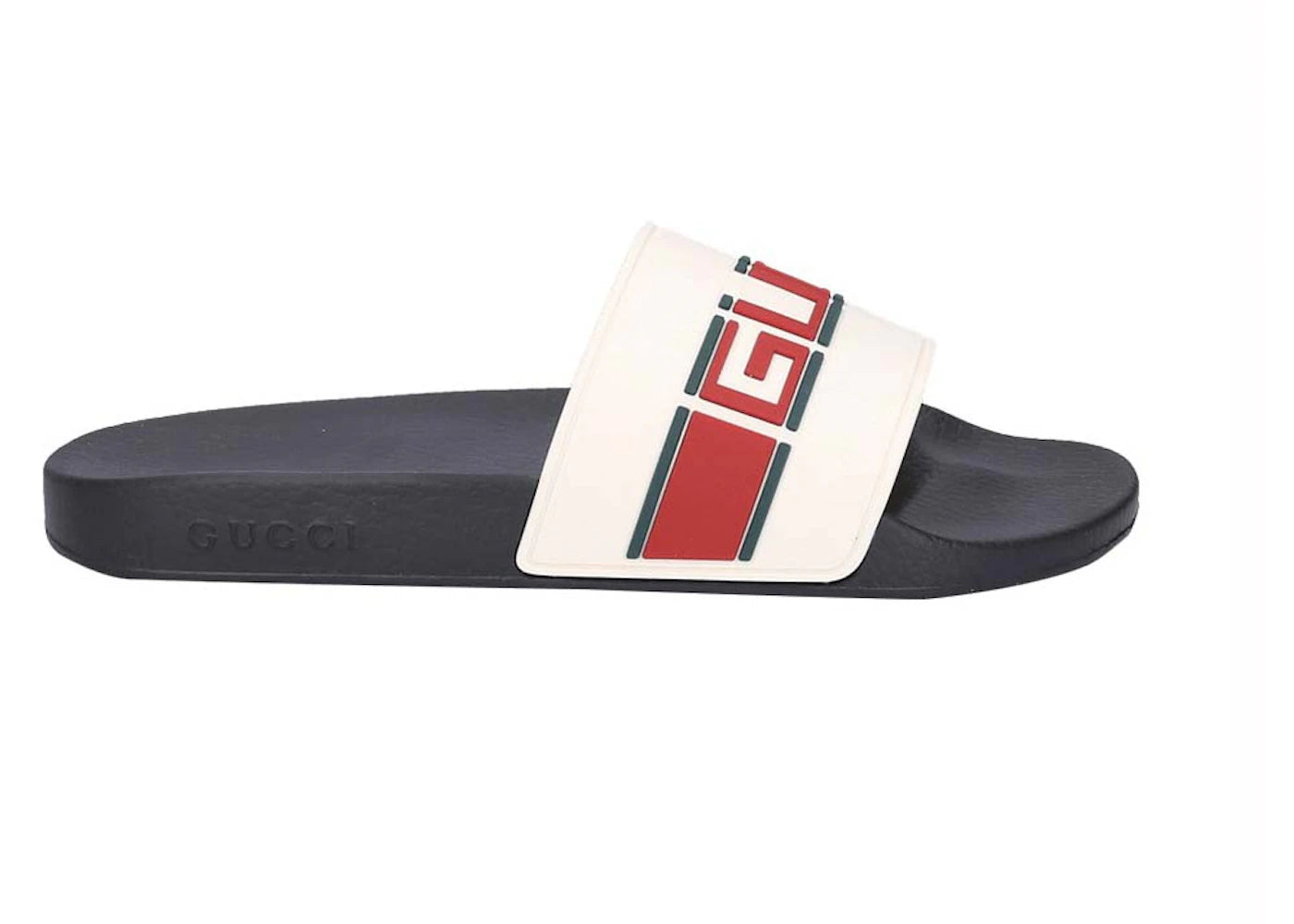 gucci stripe rubber slide white red green