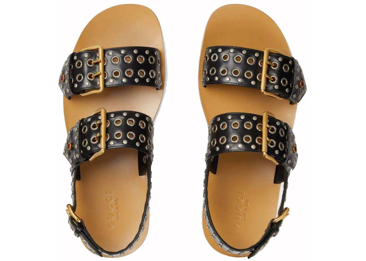 gucci studded embellished leather sandals black