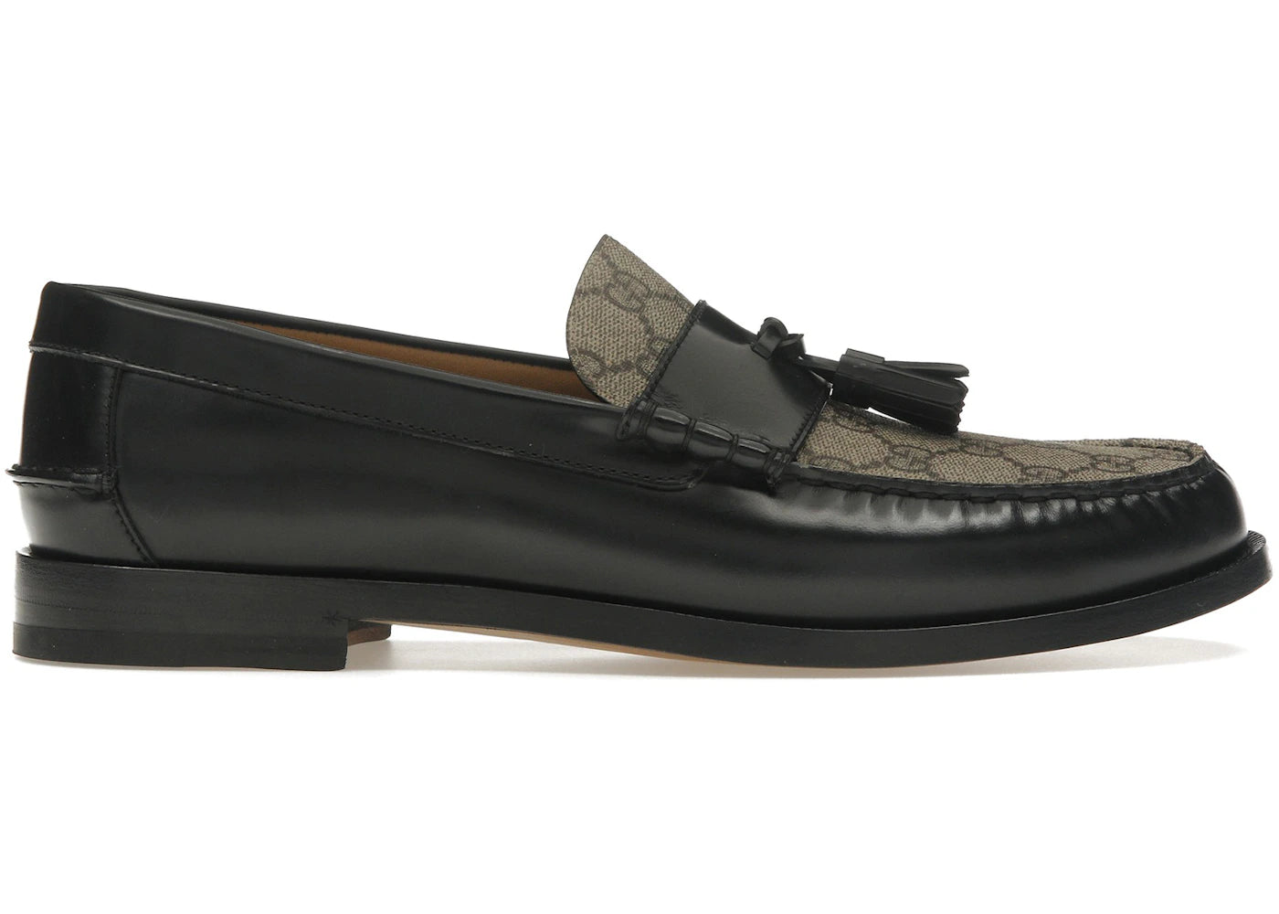 Gucci Tassel Gg Canvas Loafers Black Ebony