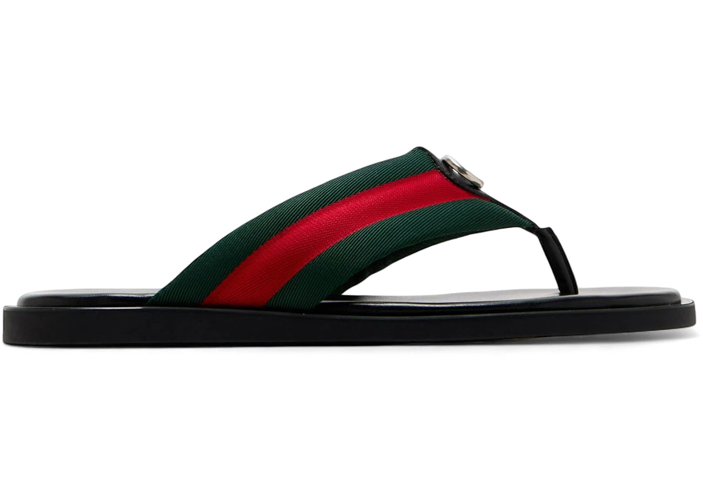 Gucci Black Sandals with Green and Red Stripes Double g leather sandal Gucci Multicolour size 39 EU in  main image 2