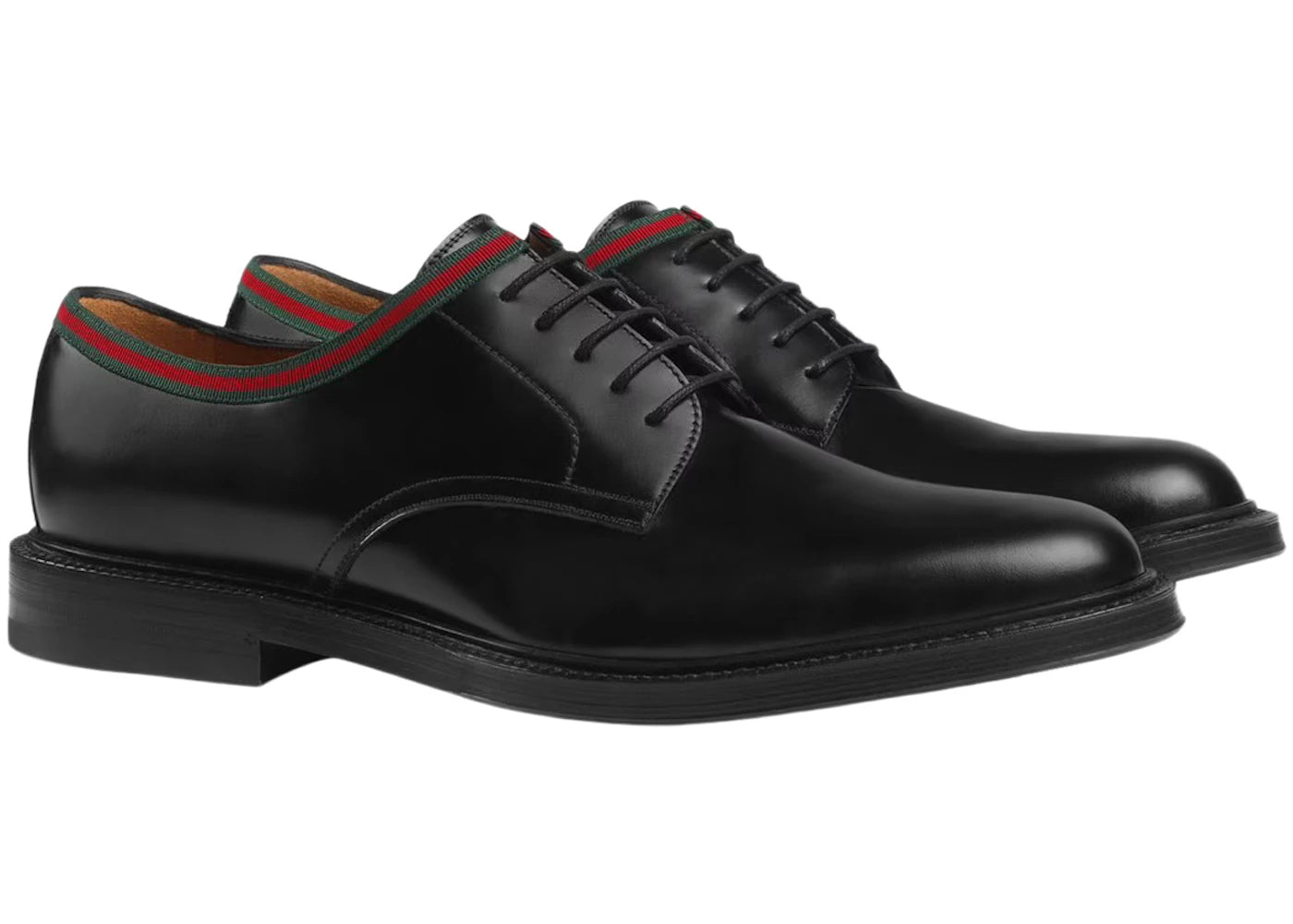 gucci web lace up black leather