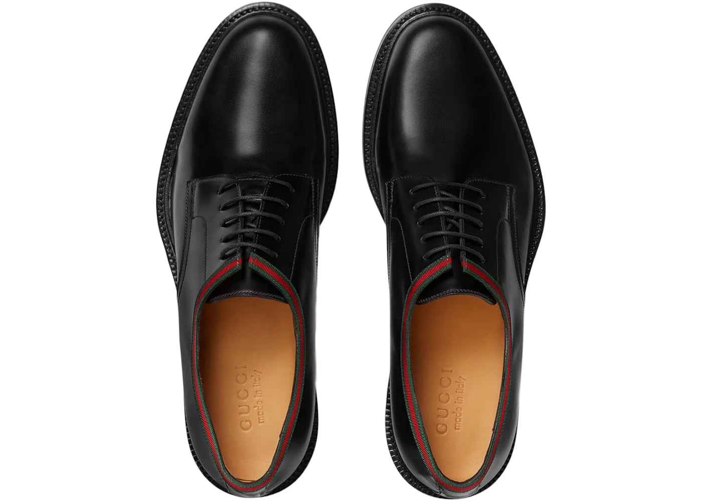 gucci web lace up black leather