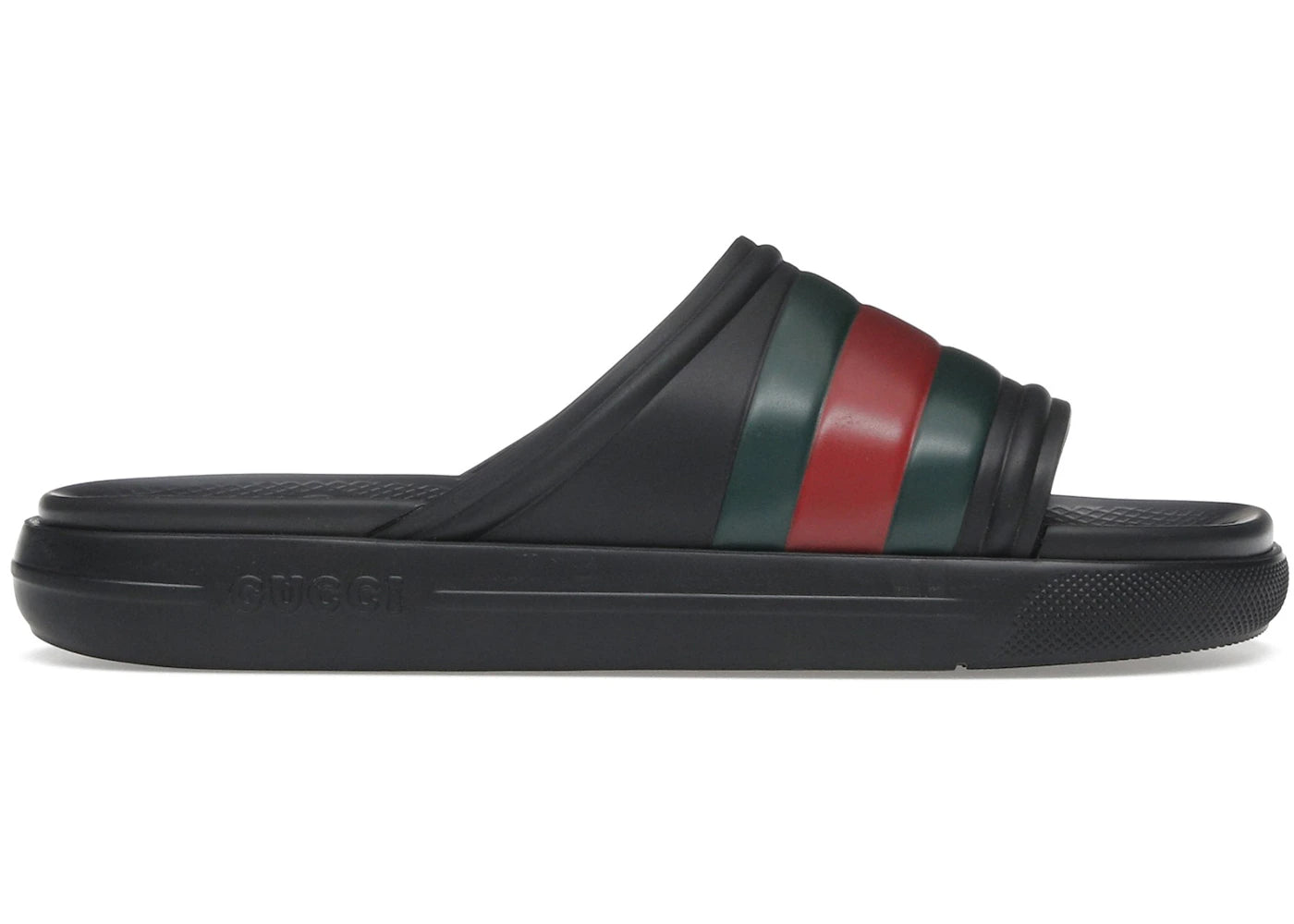 gucci web slide sandal black green red