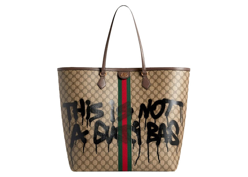 Gucci X Balenciaga The Hacker Project Graffiti Large Tote Bag 