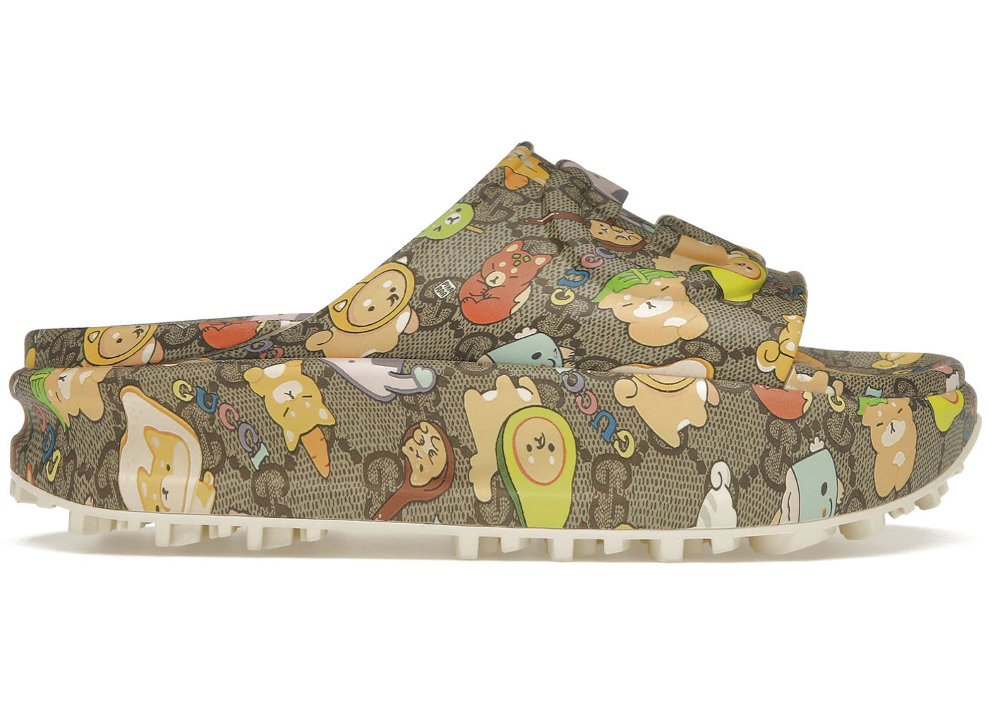 gucci x pikarar gg animal print slide beige multi (women's)