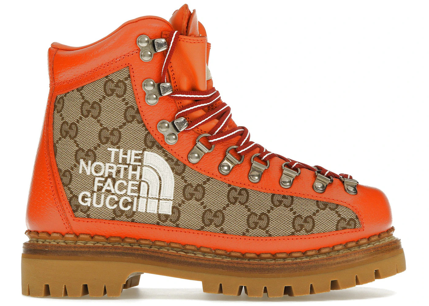 gucci x the north face canvas leather boot beige orange (women's)