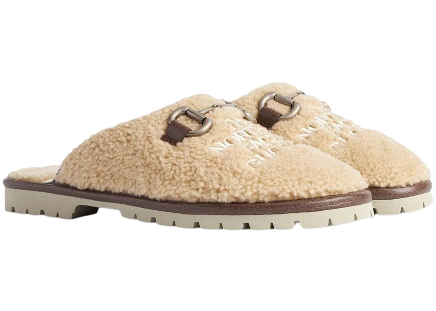 gucci x the north face slippers beige wool