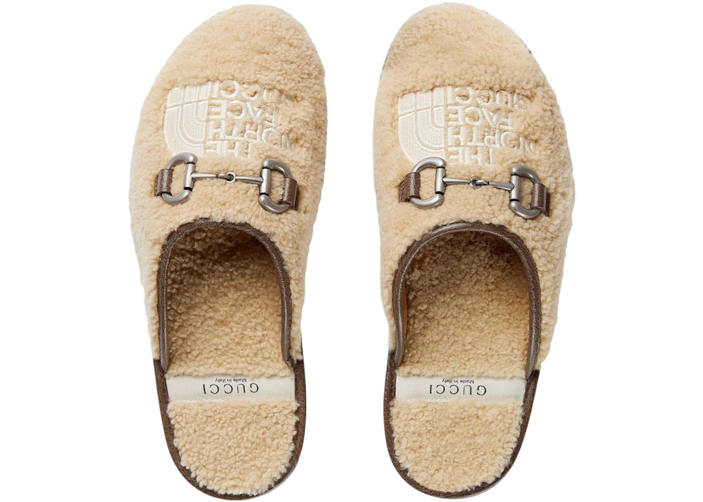 gucci x the north face slippers beige wool