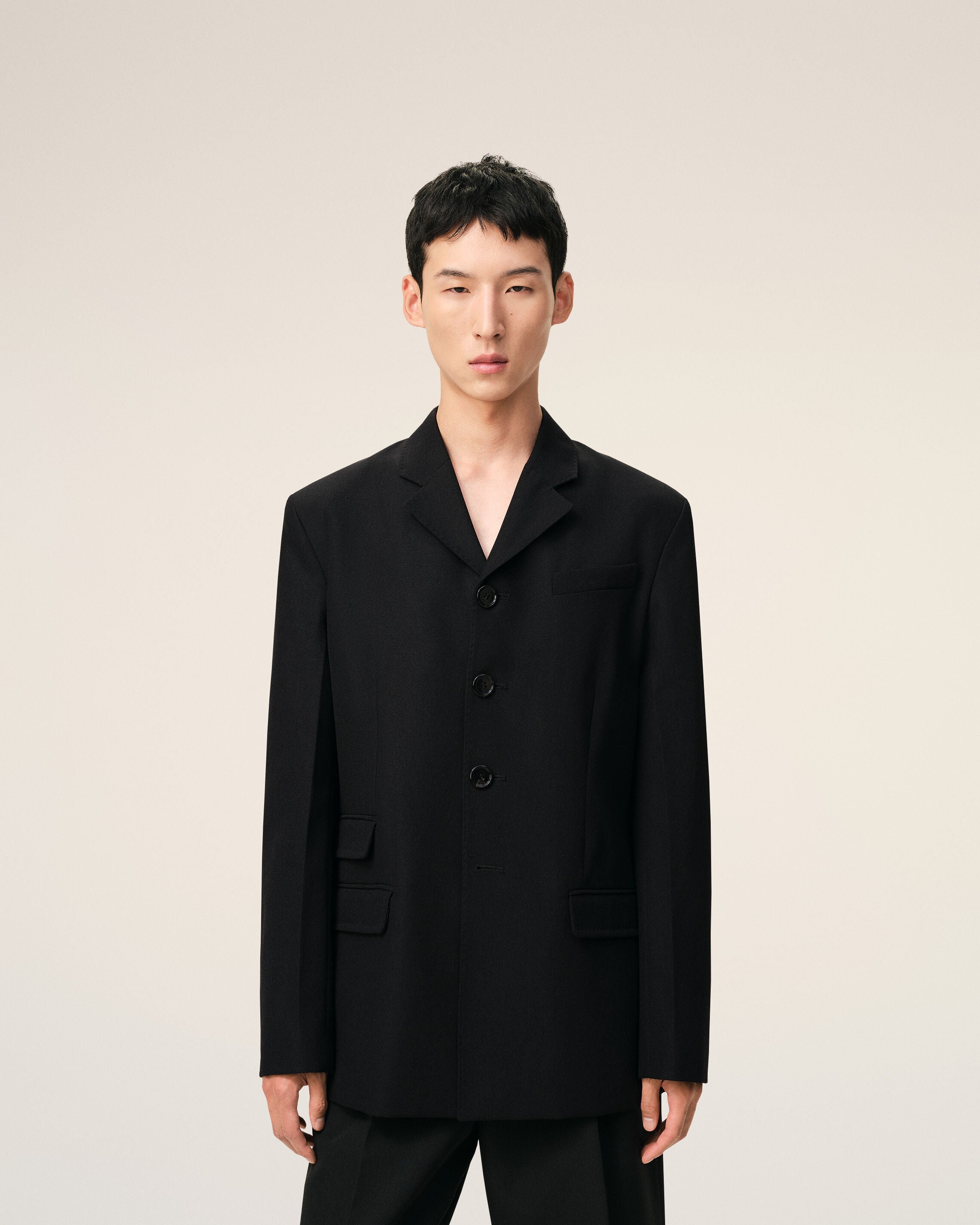 AmiParis Black New Wool Single Breasted Straight Jacket