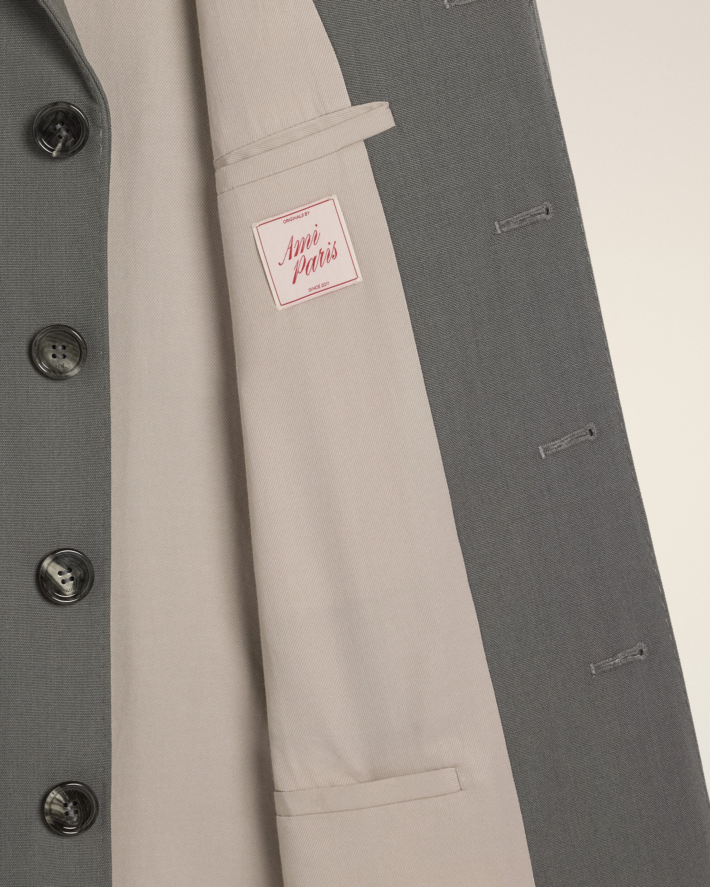 AmiParis Grey New Wool Single Breasted Straight Jacket