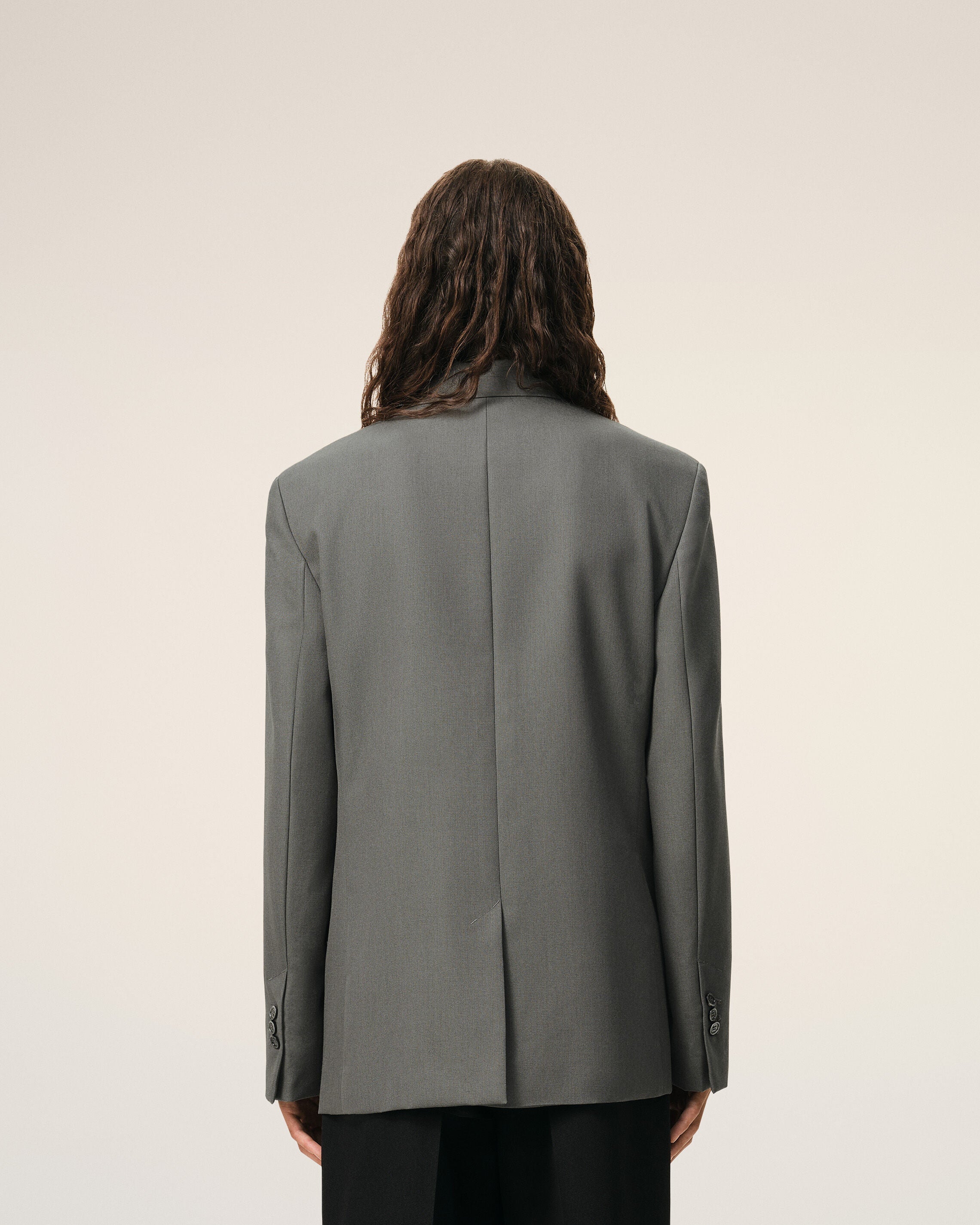 AmiParis Grey New Wool Single Breasted Straight Jacket