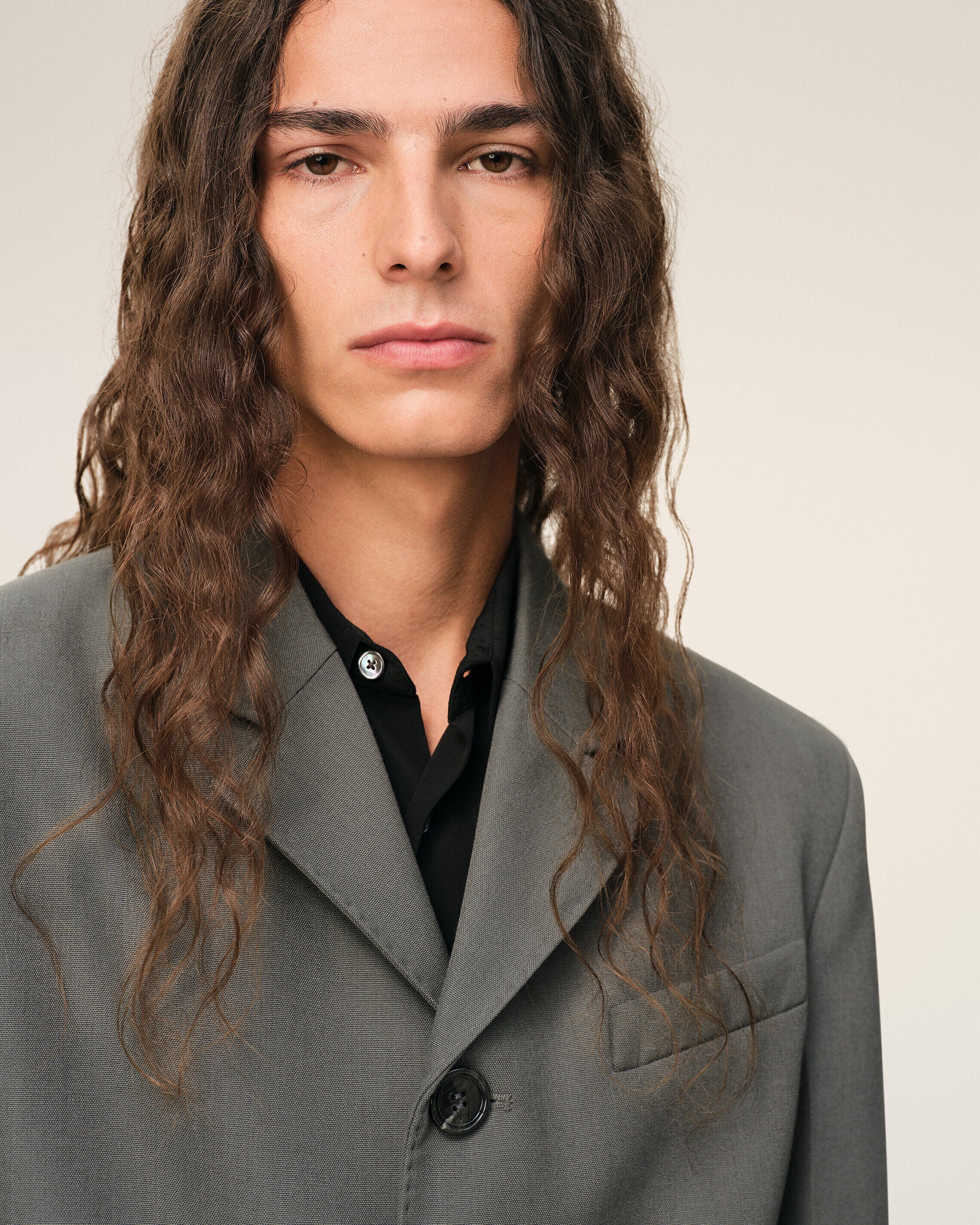 AmiParis Grey New Wool Single Breasted Straight Jacket