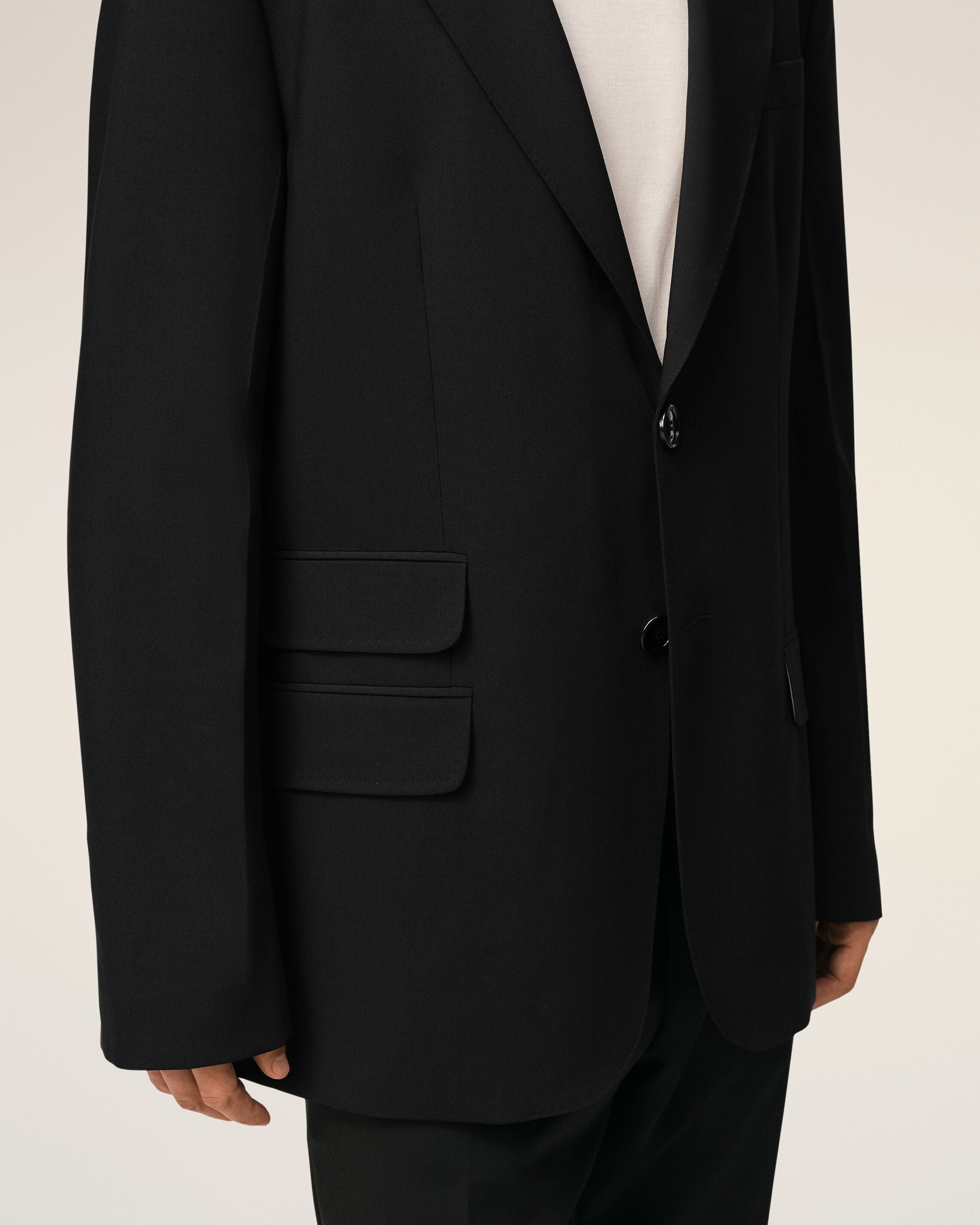 AmiParis Black New Wool Straight Single Breasted Jacket