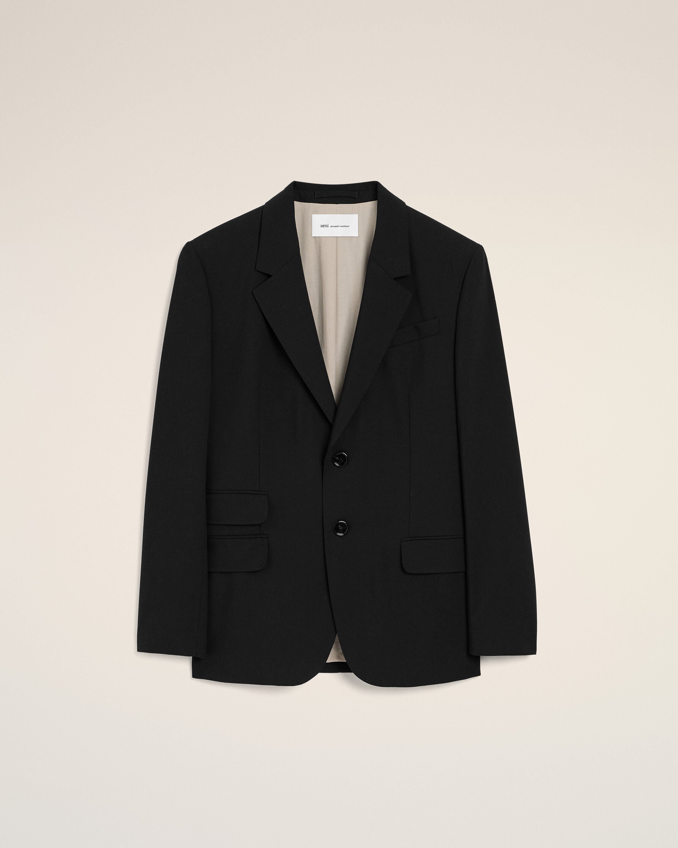 AmiParis Black New Wool Straight Single Breasted Jacket