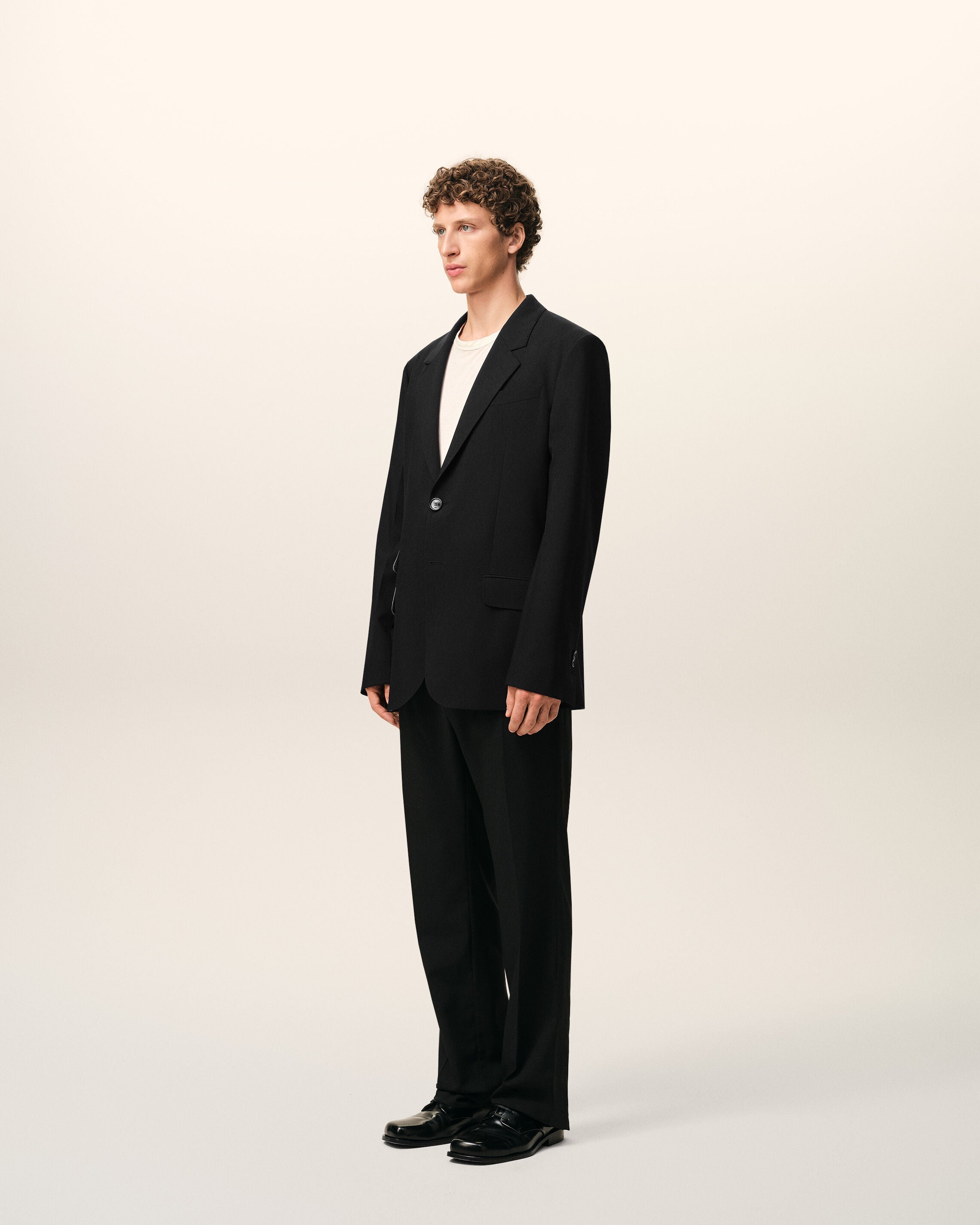 AmiParis Black New Wool Straight Single Breasted Jacket