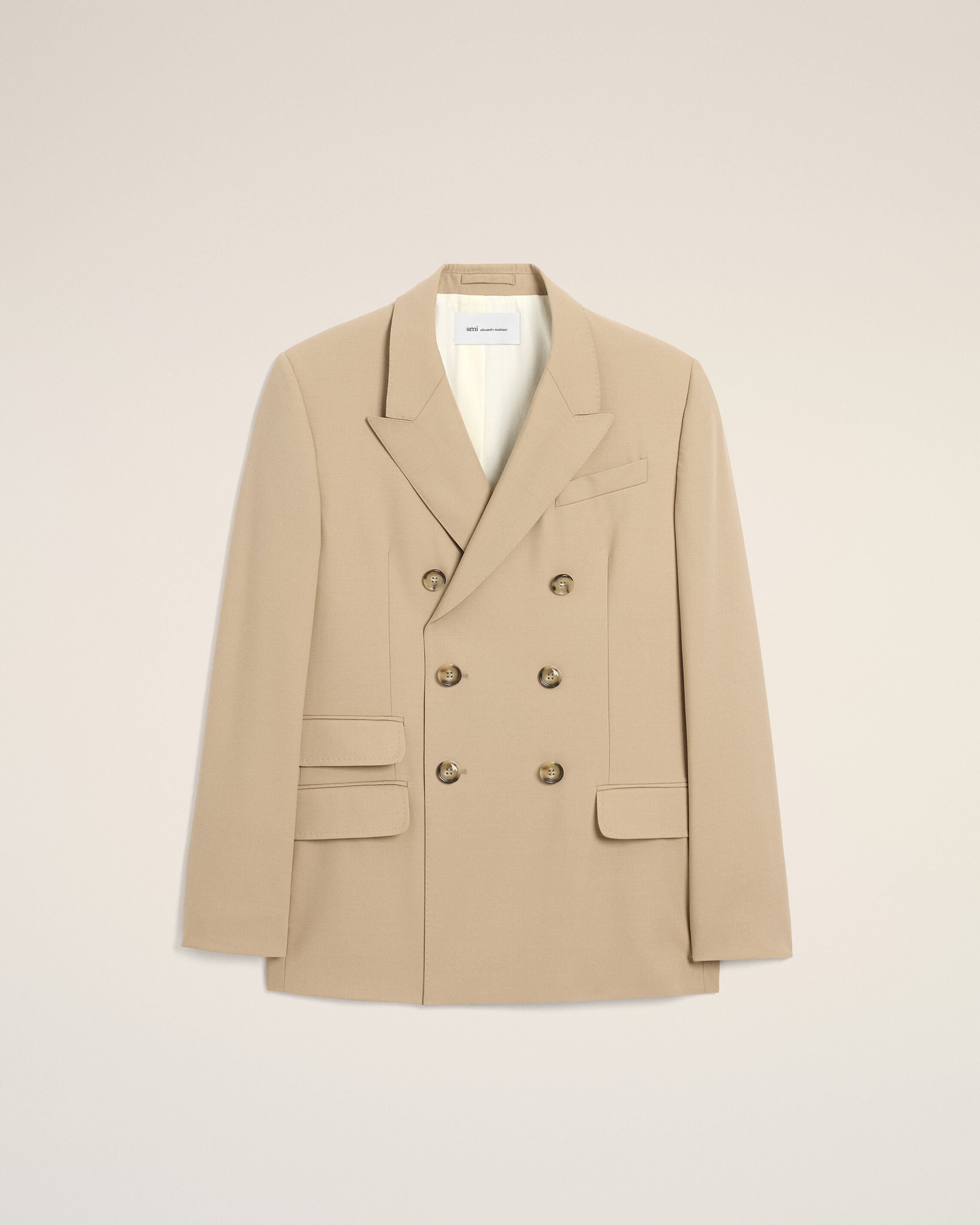 AmiParis Beige New Wool Double Breasted Straight Jacket