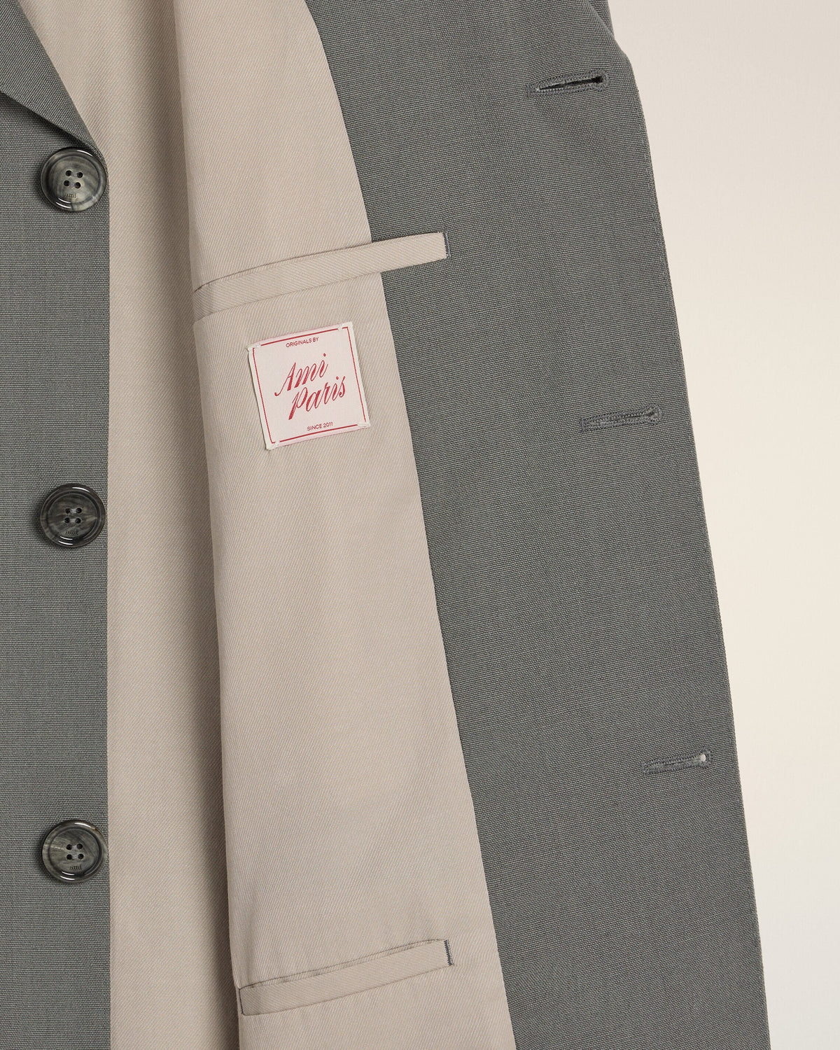 AmiParis Grey New Wool Double Breasted Straight Jacket