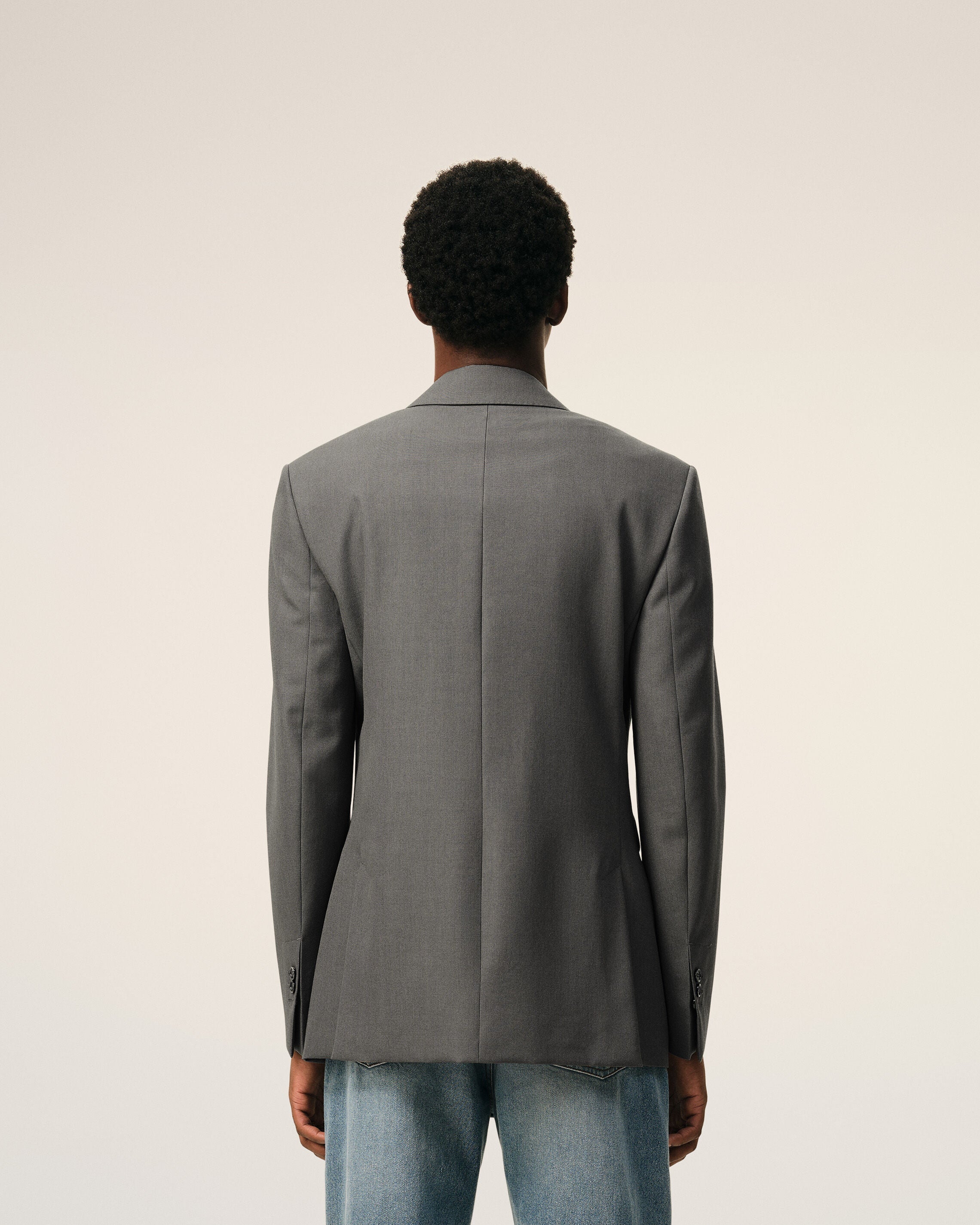 AmiParis Grey New Wool Double Breasted Straight Jacket