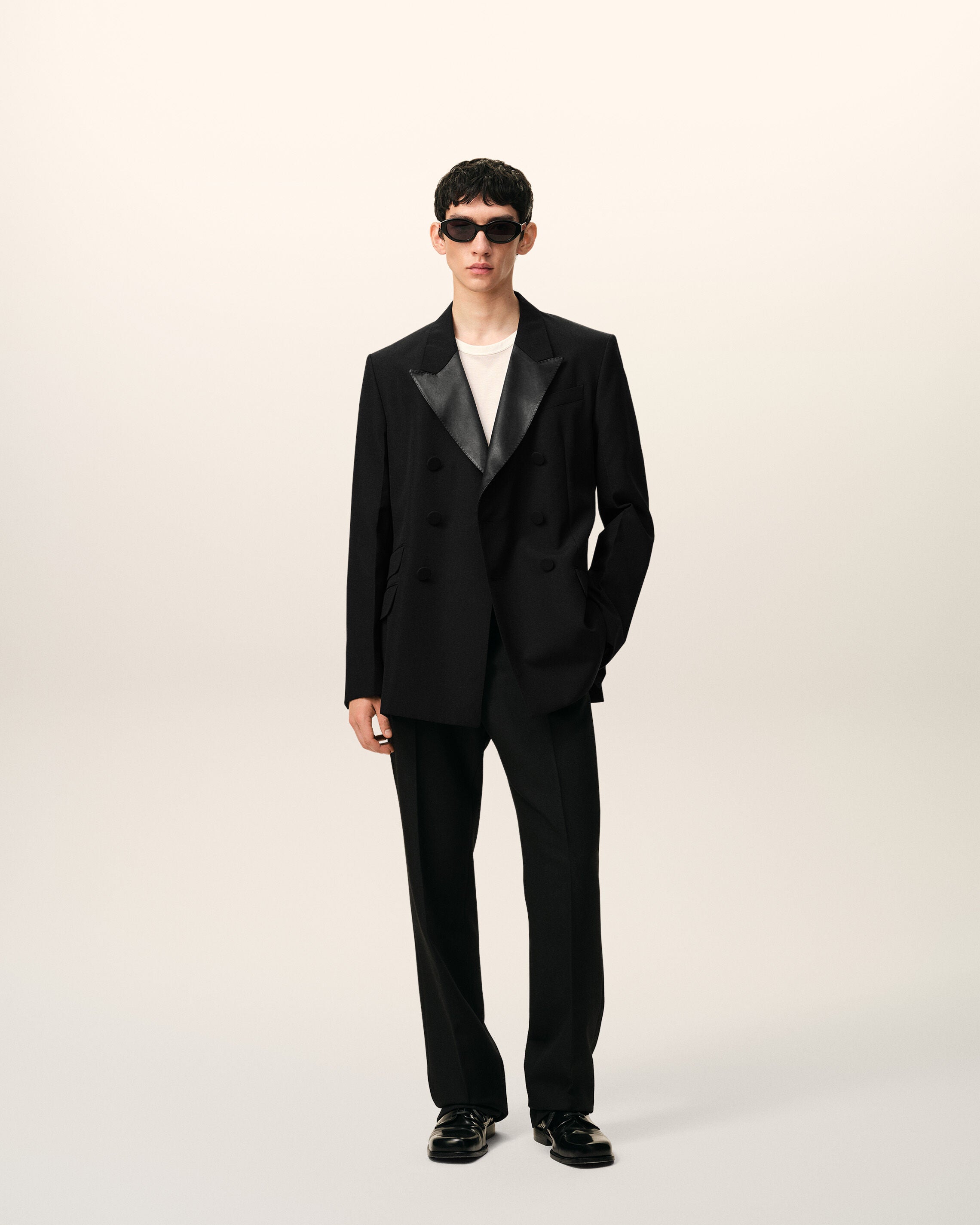 AmiParis Black New Wool Double Breasted Straight Smocking Jacket