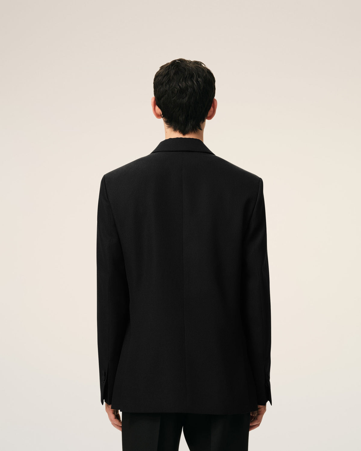 AmiParis Black New Wool Double Breasted Straight Smocking Jacket