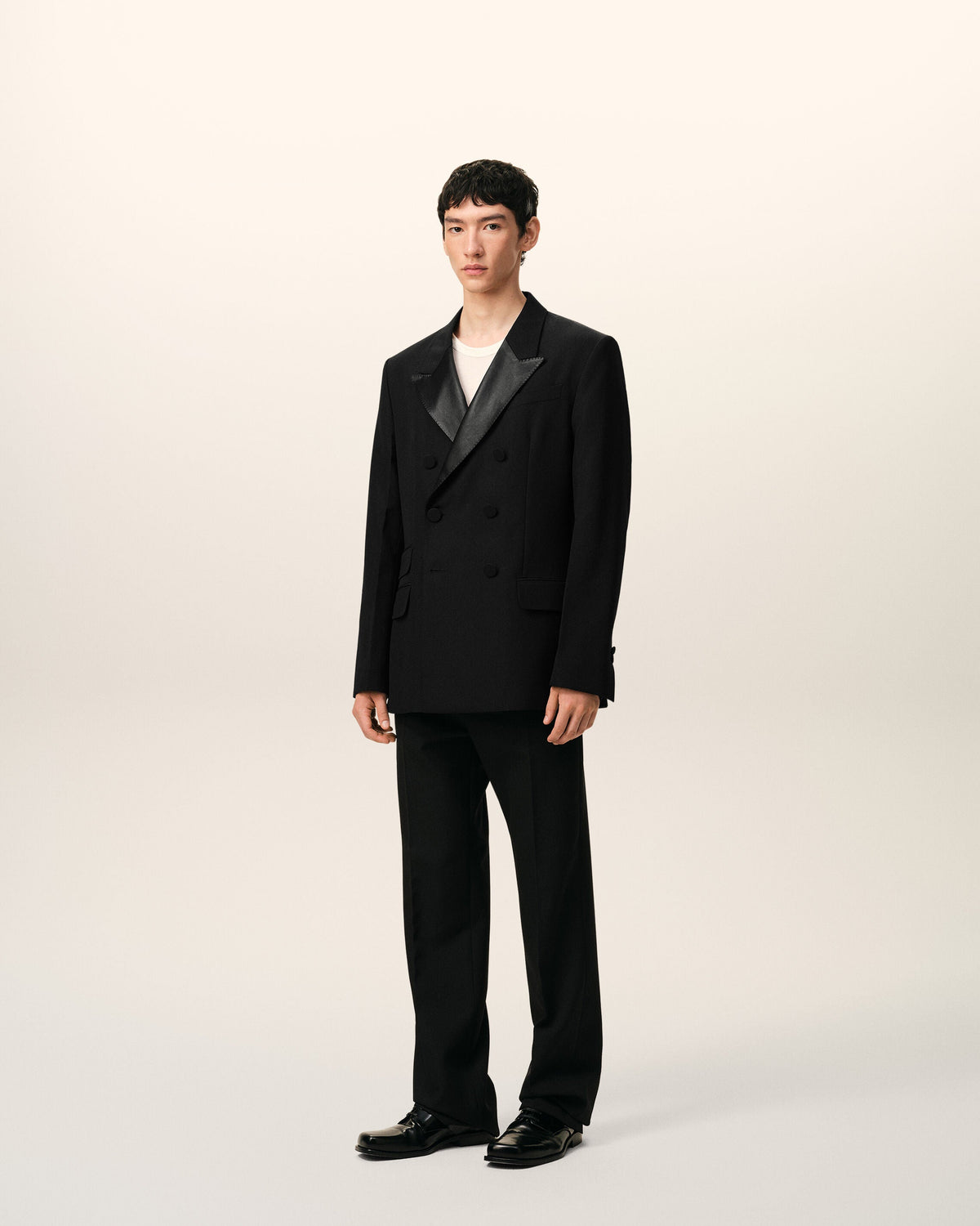 AmiParis Black New Wool Double Breasted Straight Smocking Jacket