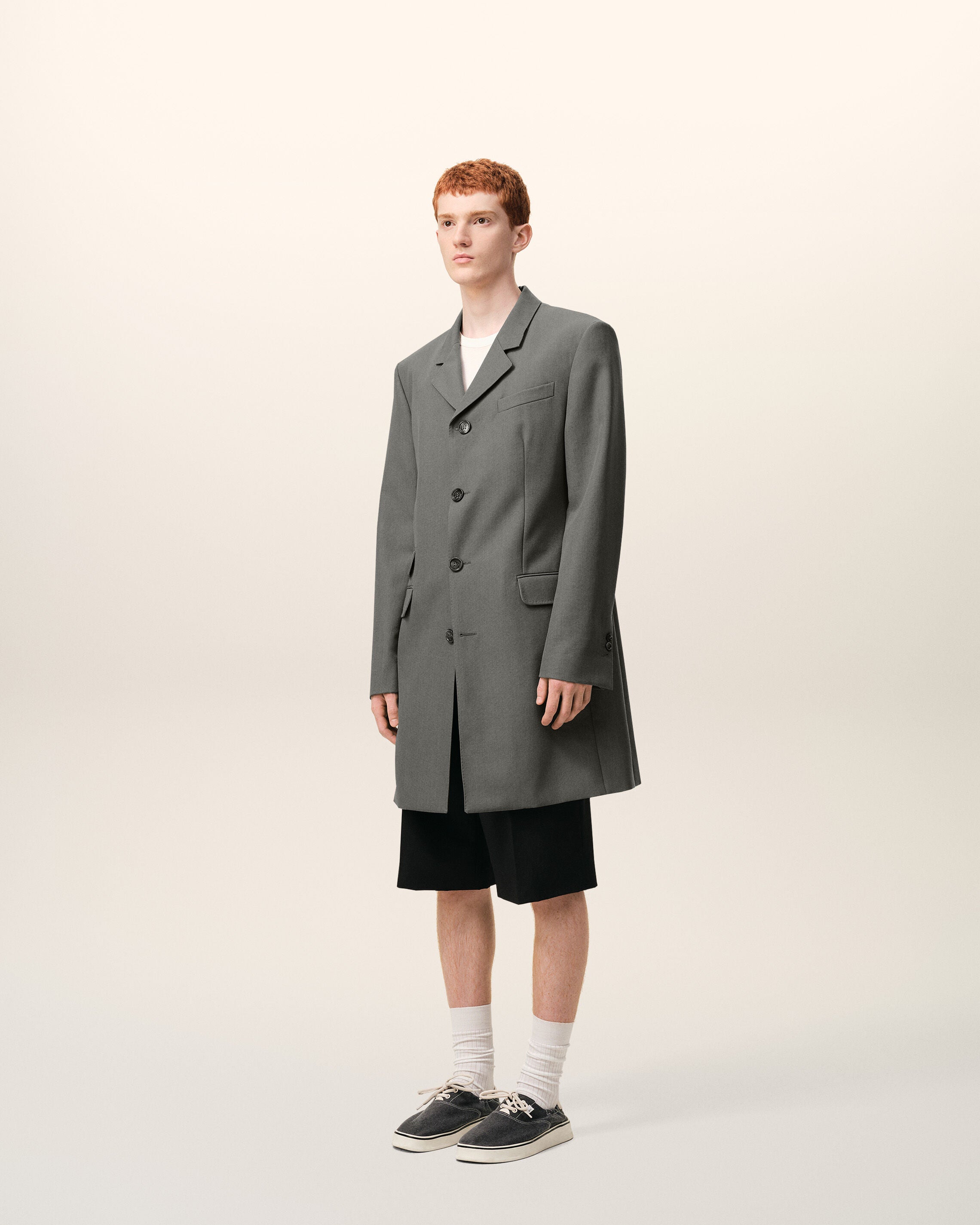 AmiParis Grey New Wool Straight Simple Breasted Jacket