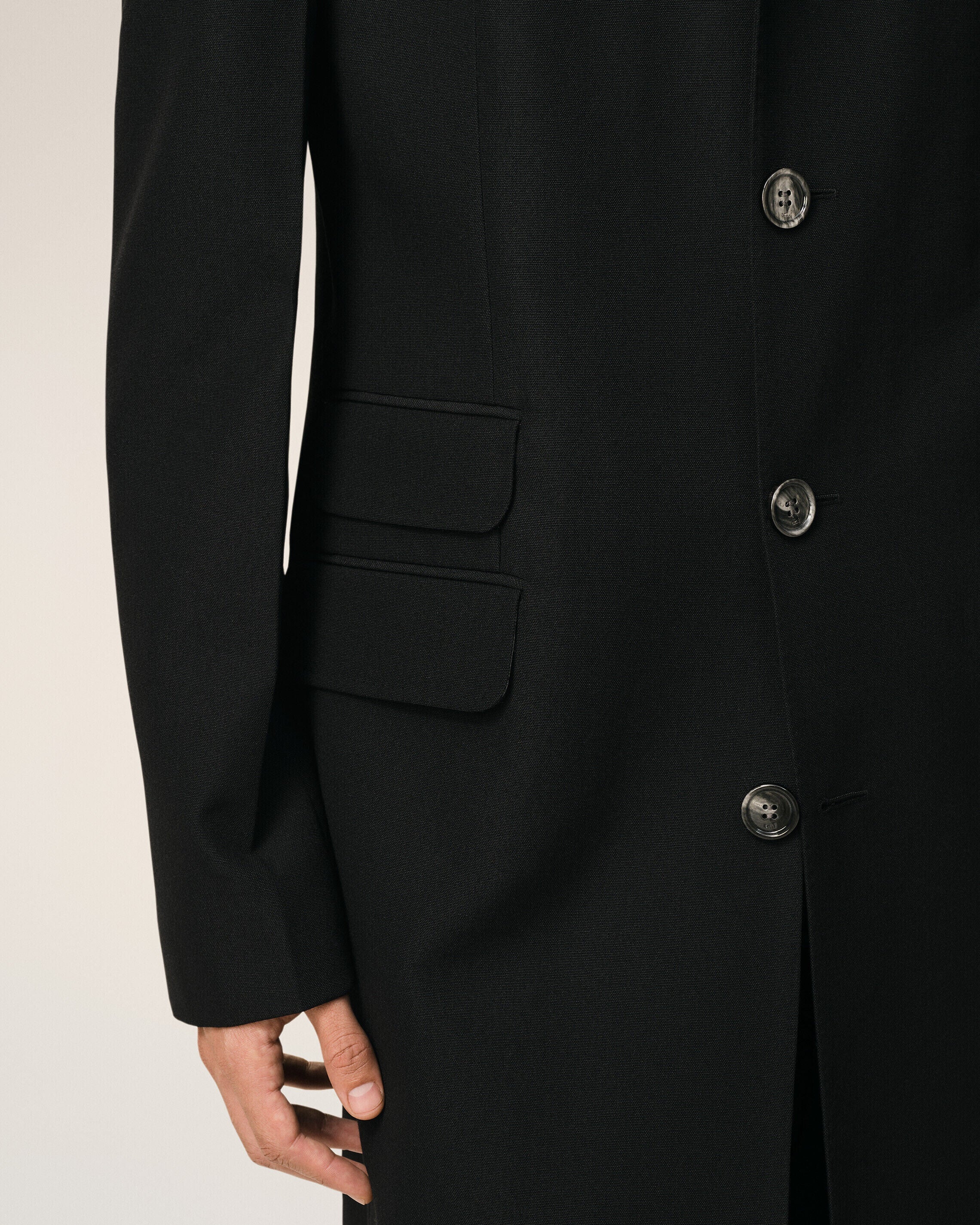 AmiParis Black New Wool Straight Simple Breasted Jacket