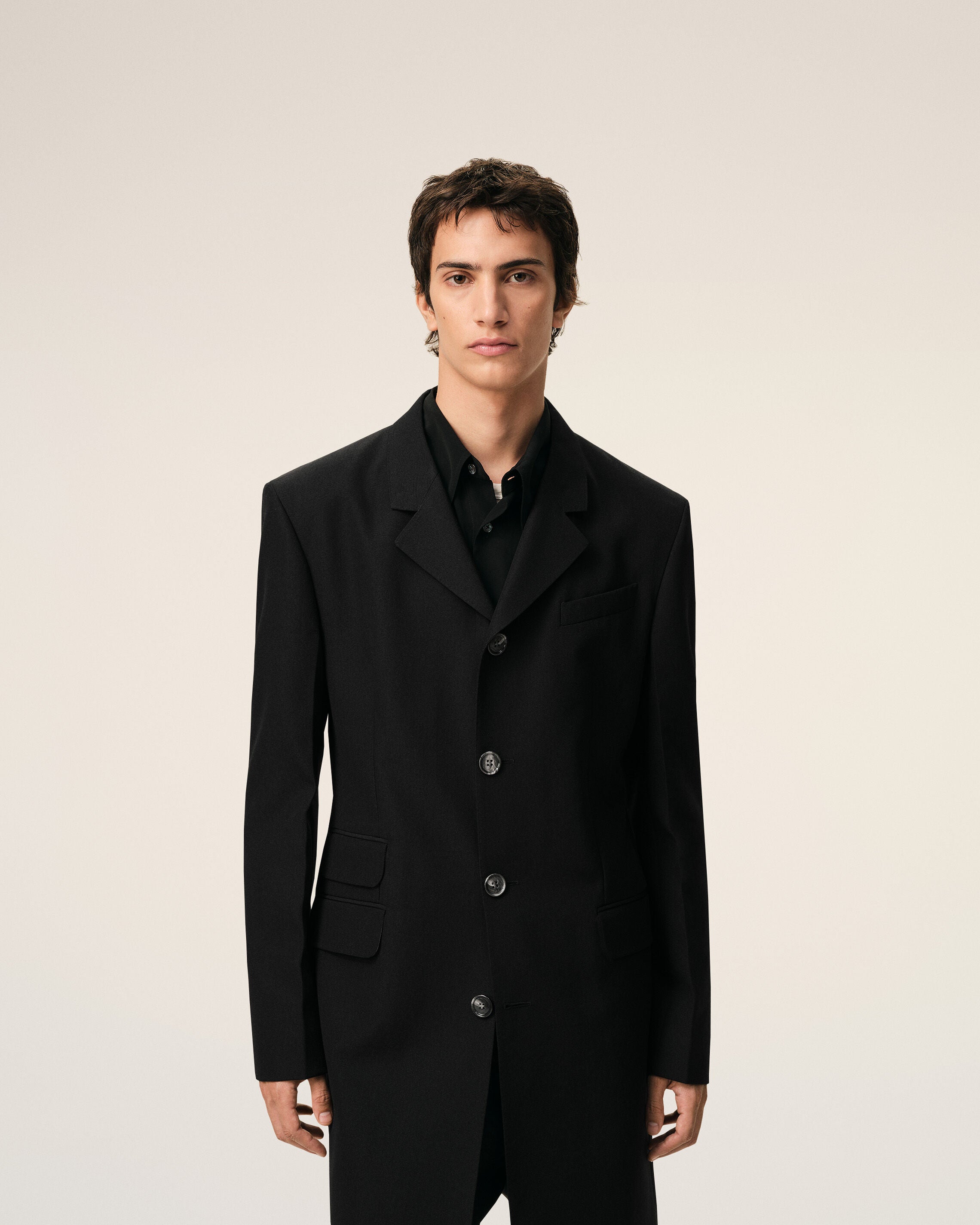 AmiParis Black New Wool Straight Simple Breasted Jacket
