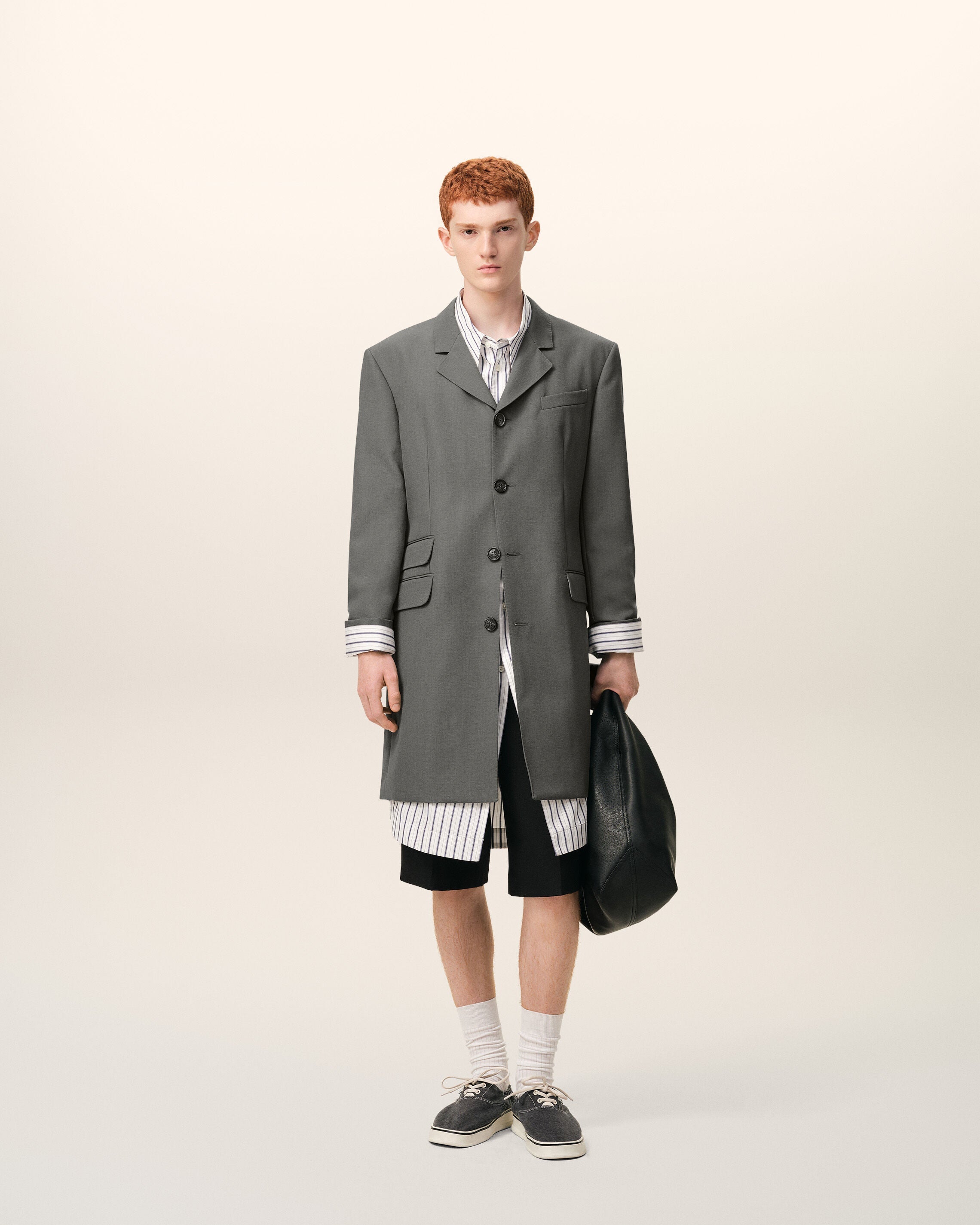 AmiParis Grey New Wool Straight Simple Breasted Jacket