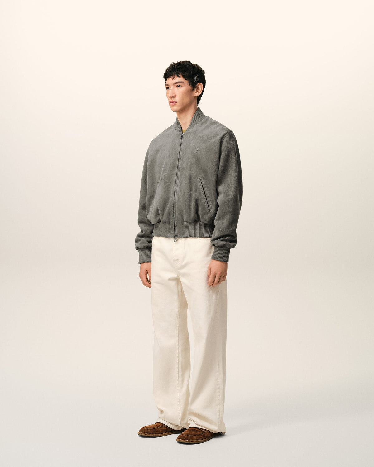 Grey Goat Leather Ami De Coeur Zipped Jacket