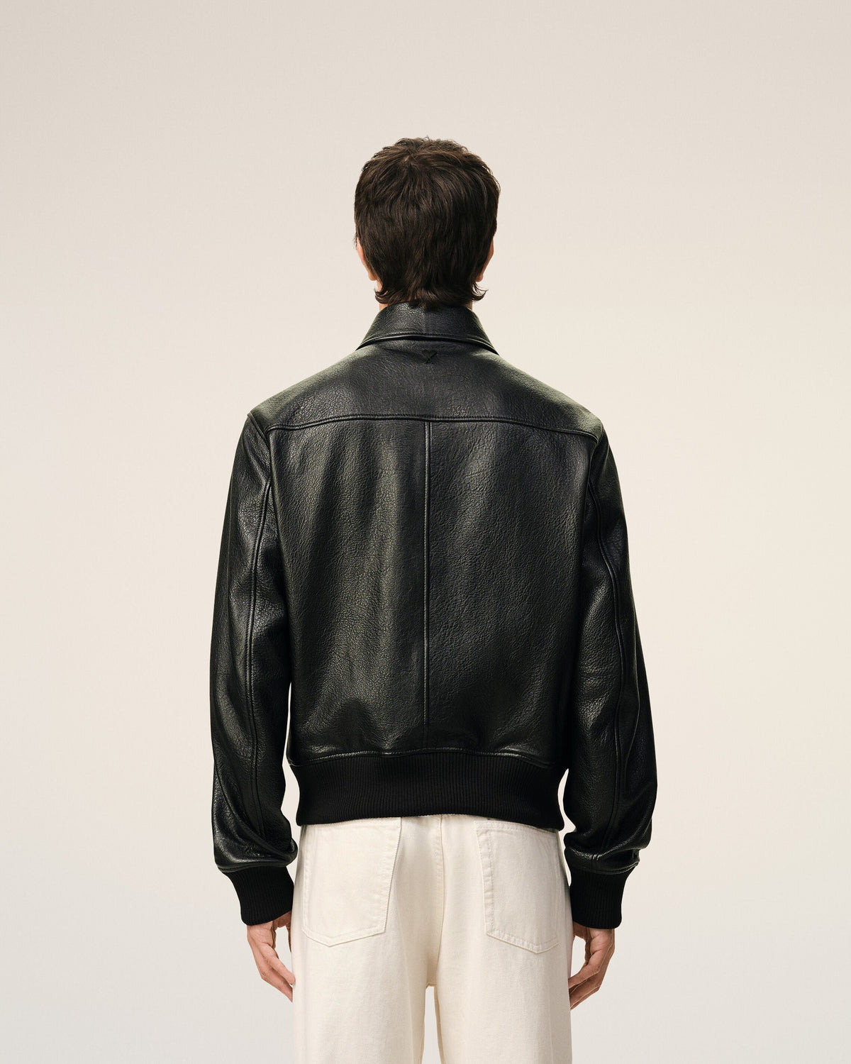 AmiParis Black Lamb Leather Zipped Jacket