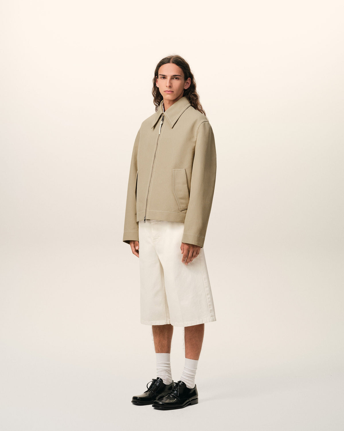 AmiParis Beige Cotton Zipped Jacket