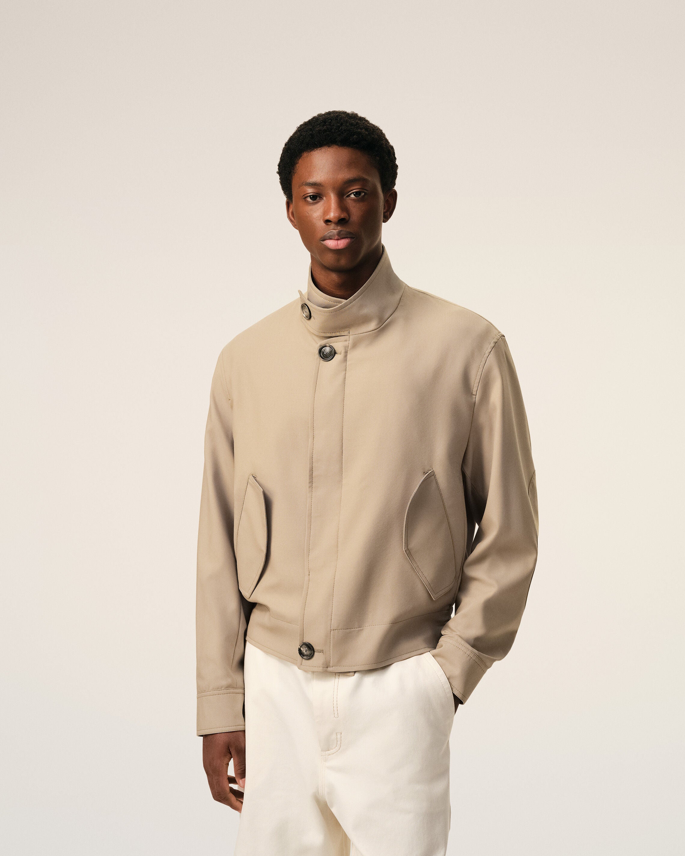 AmiParis Beige New Wool Harrington Jacket