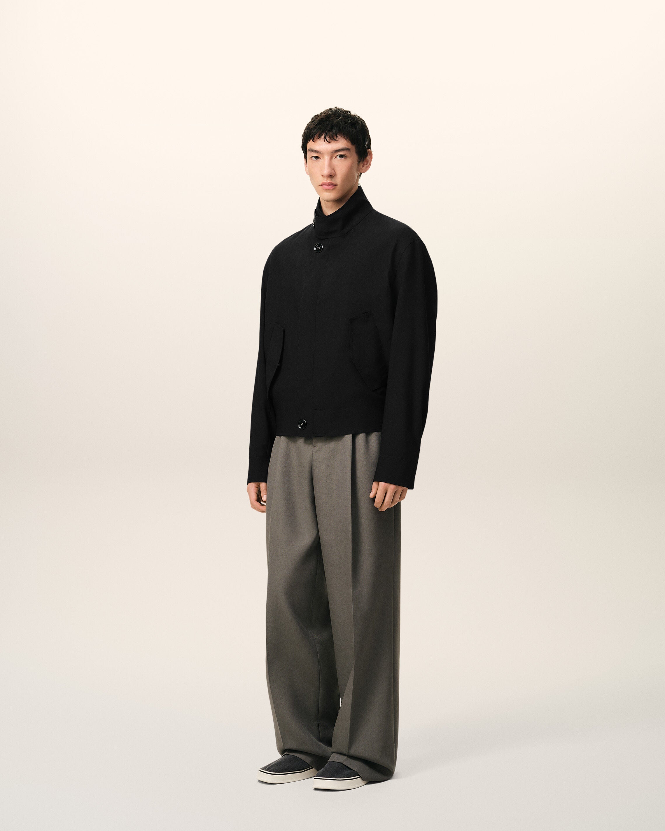 AmiParis Black New Wool Harrington Jacket