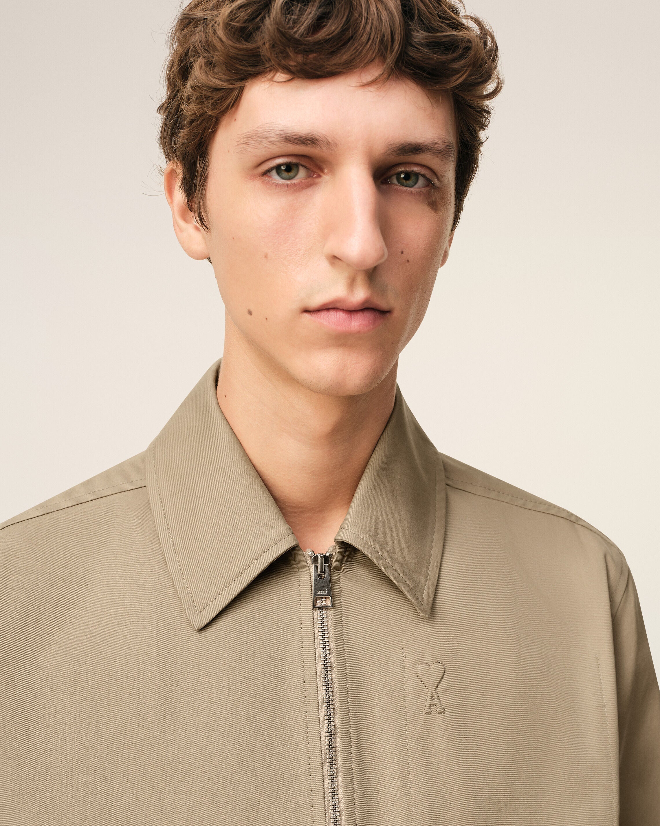 Beige Cotton Ami De Cur Zipped Jacket