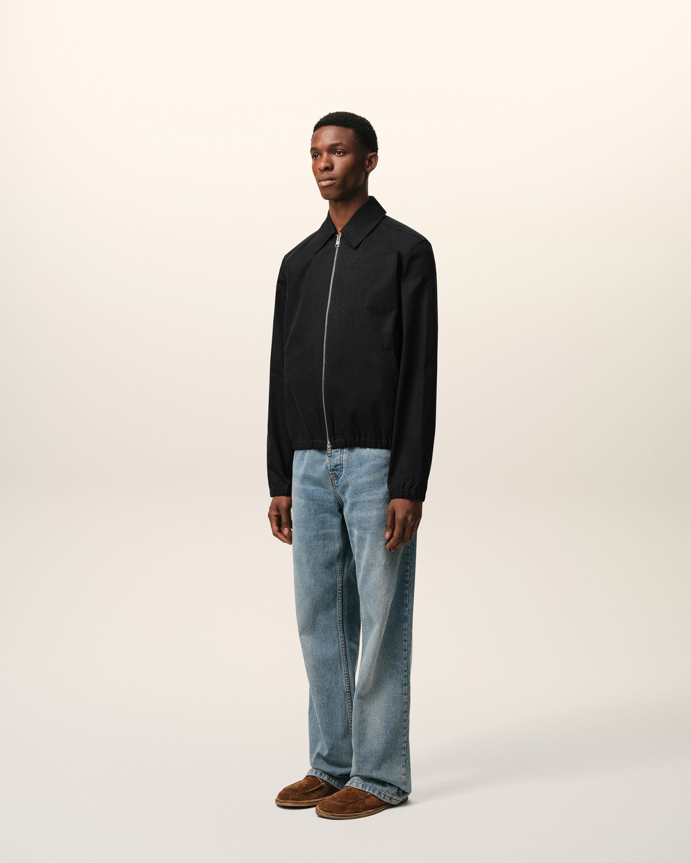 Black Cotton Ami De Cur Zipped Jacket